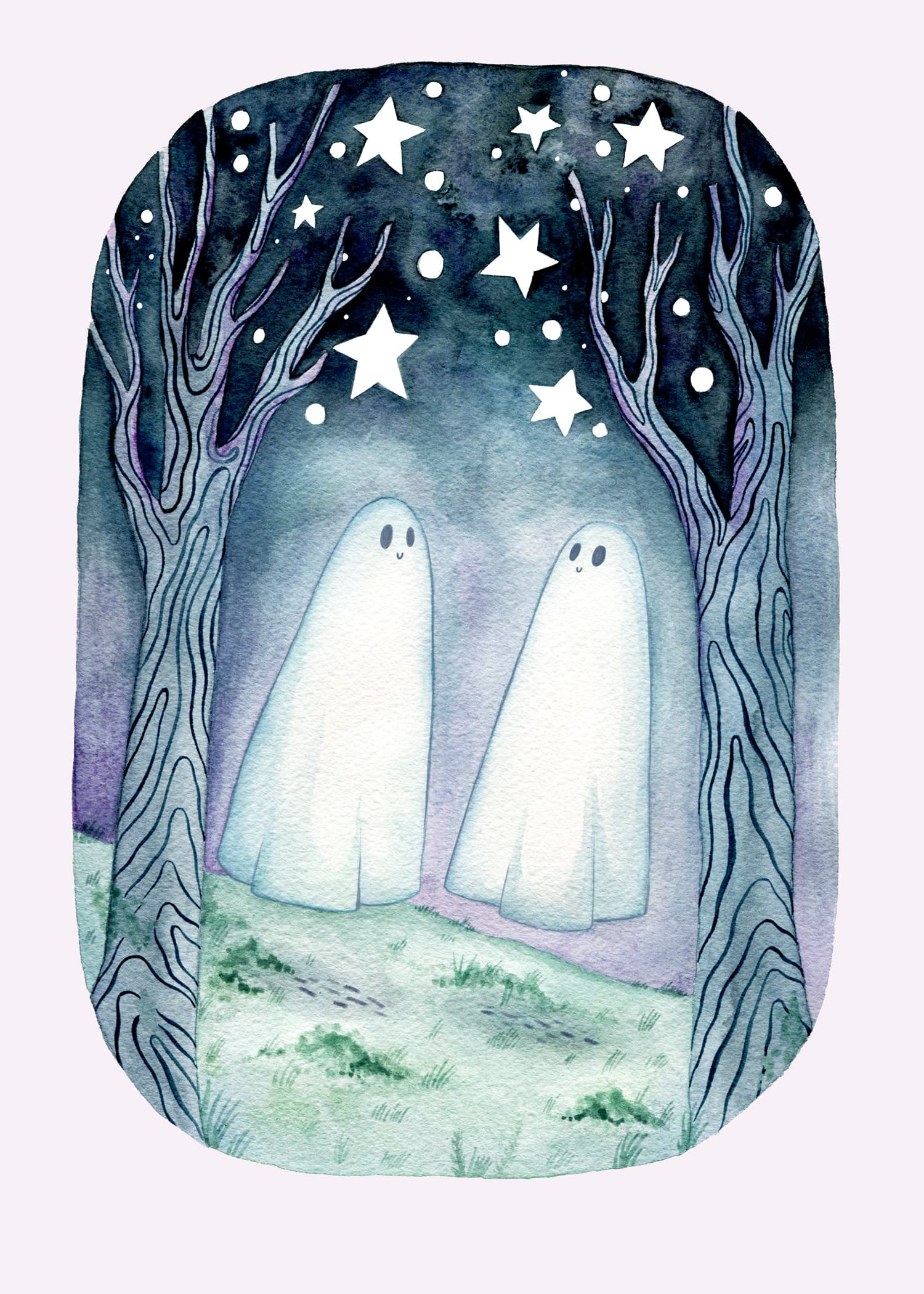 Mystical Night with Ghost Friends Card