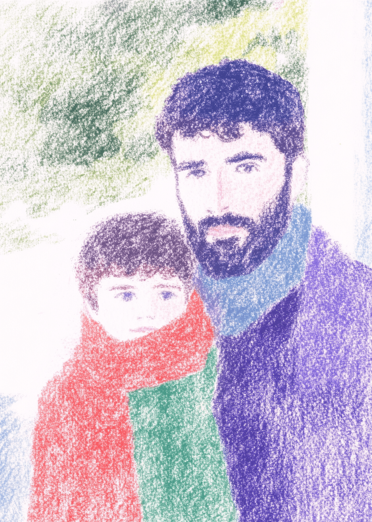 Father and Son Winter Hug Card