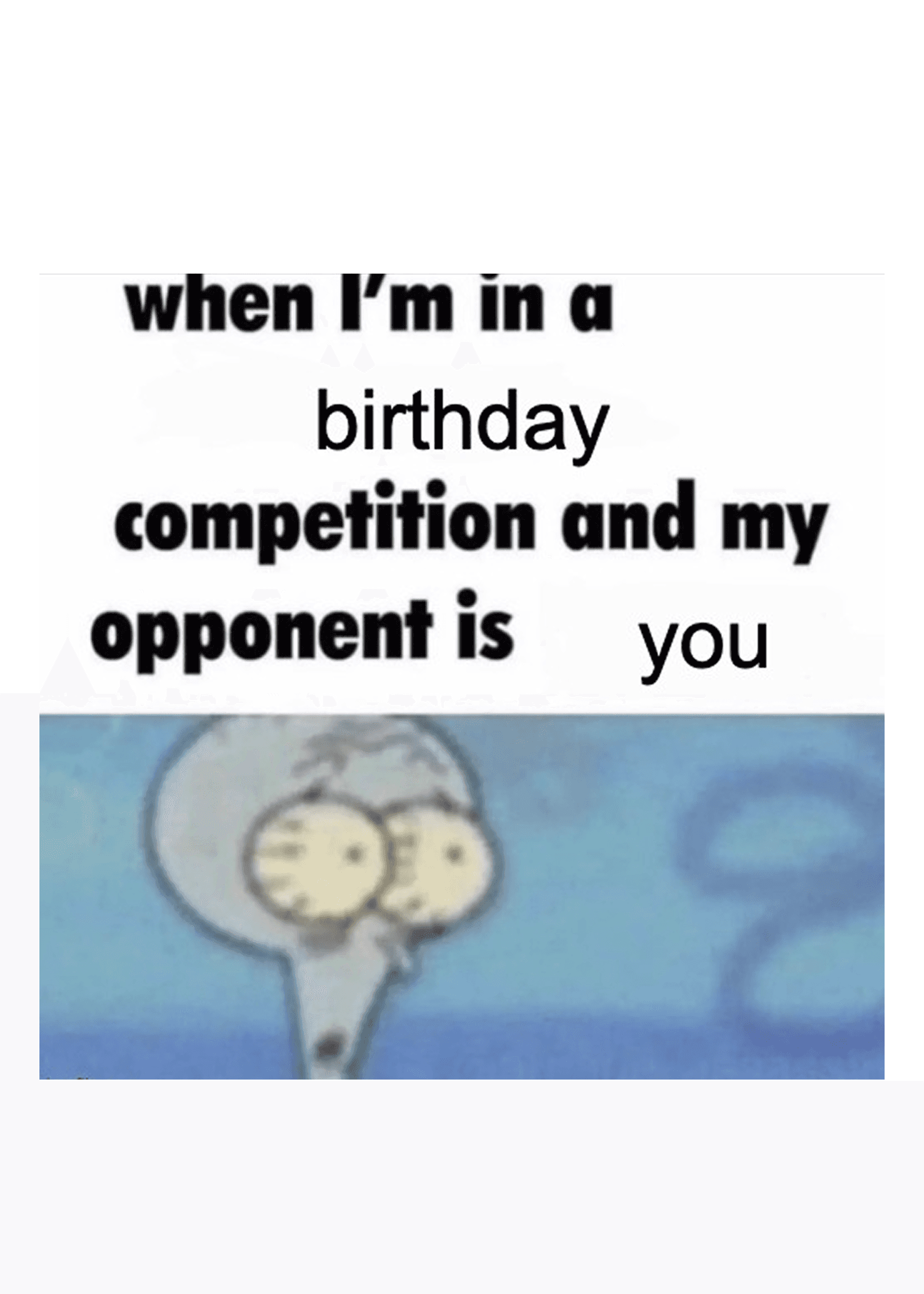 Birthday Competition Opponent Card