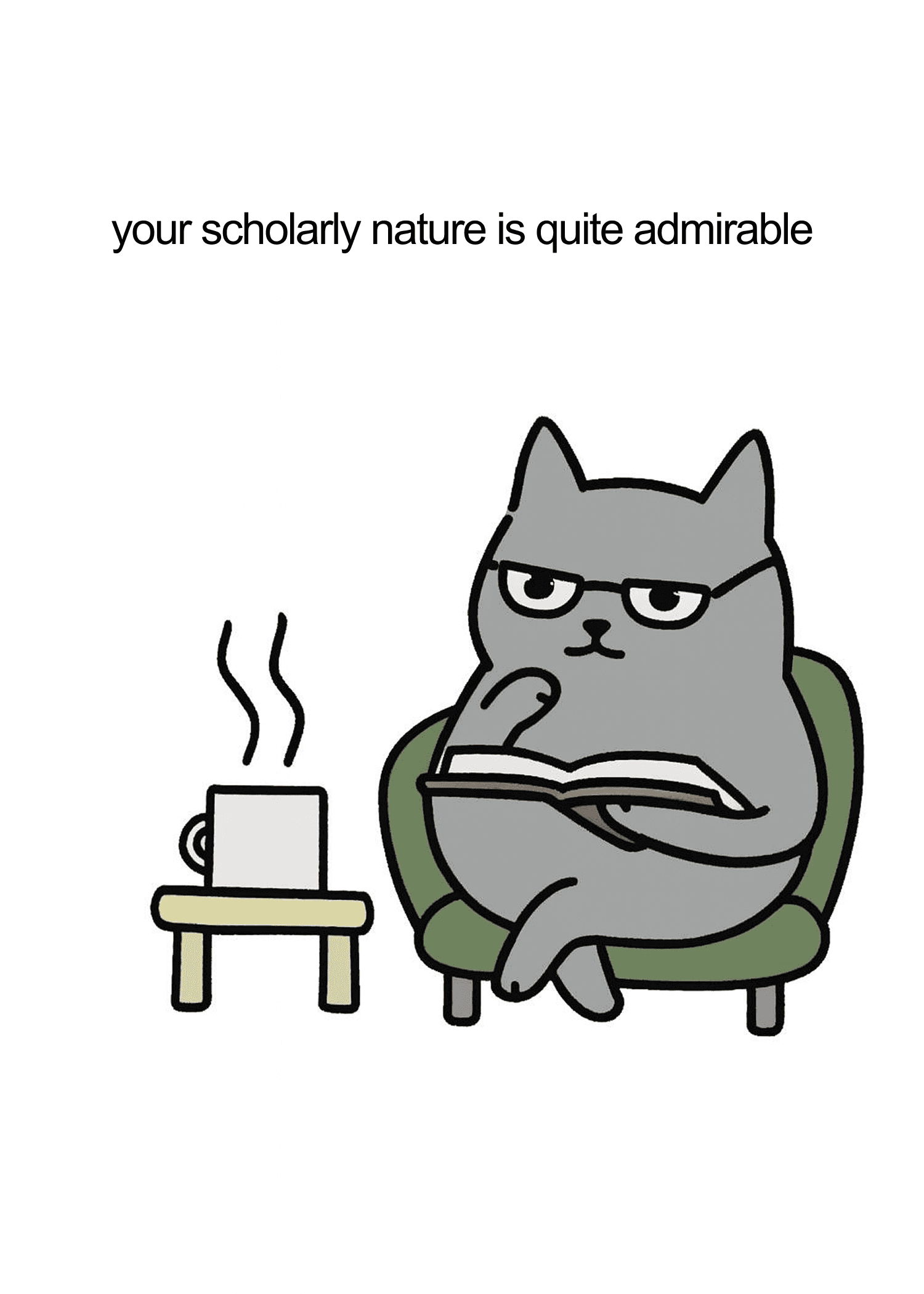Scholarly Cat Admirable Nature Card