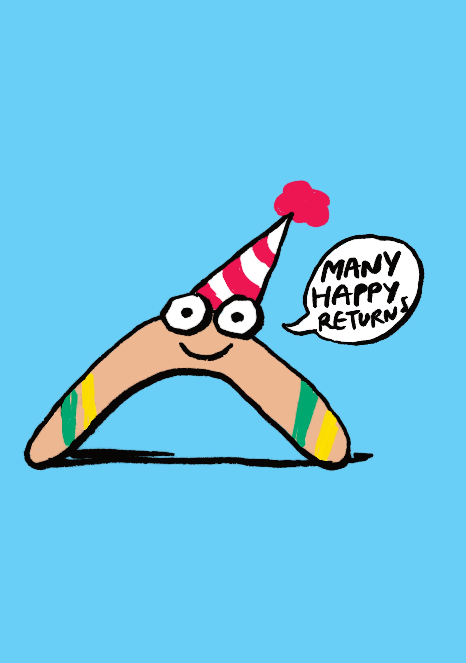 Boomerang Many Happy Returns Birthday Card