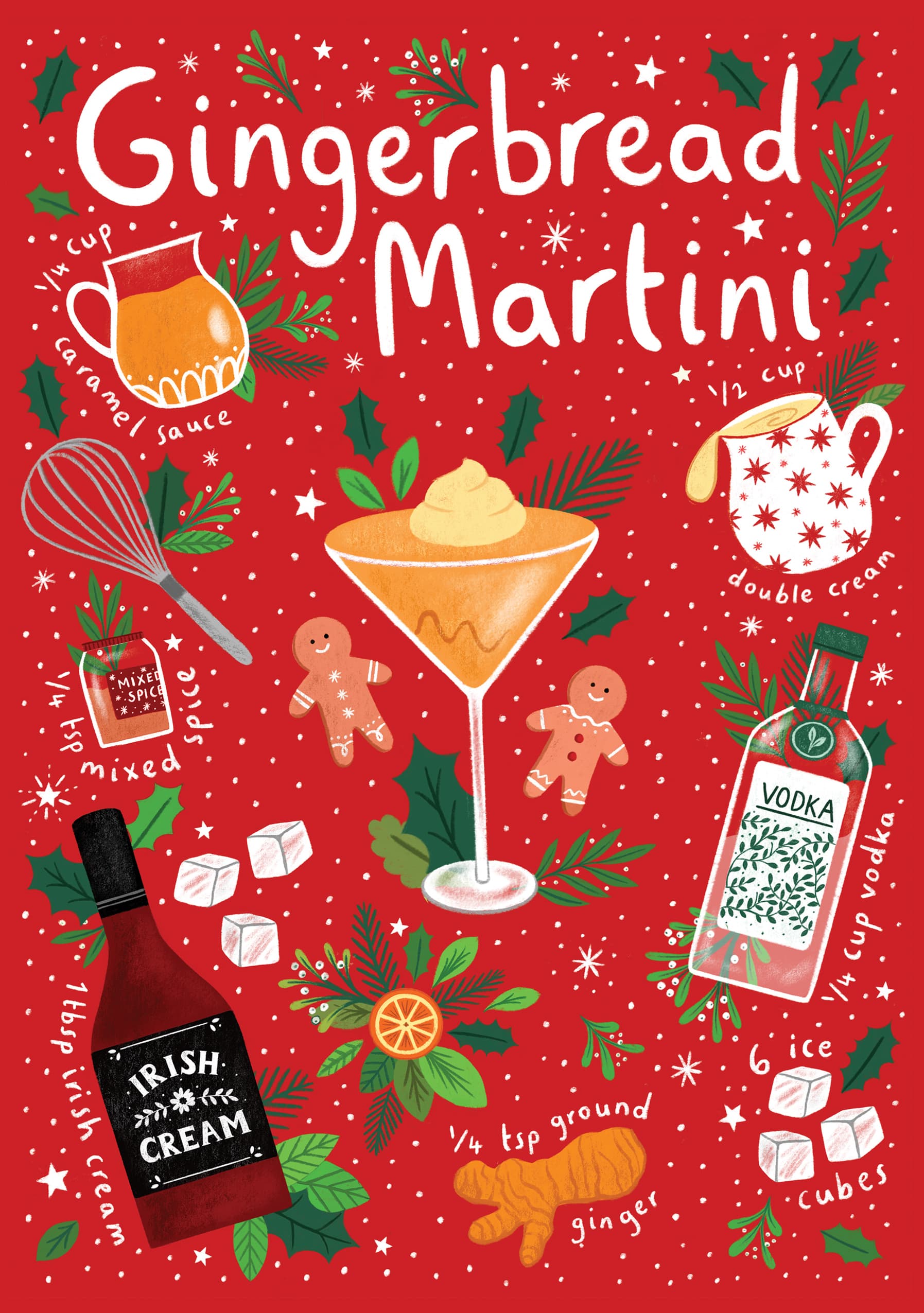 Gingerbread Martini Recipe Illustration