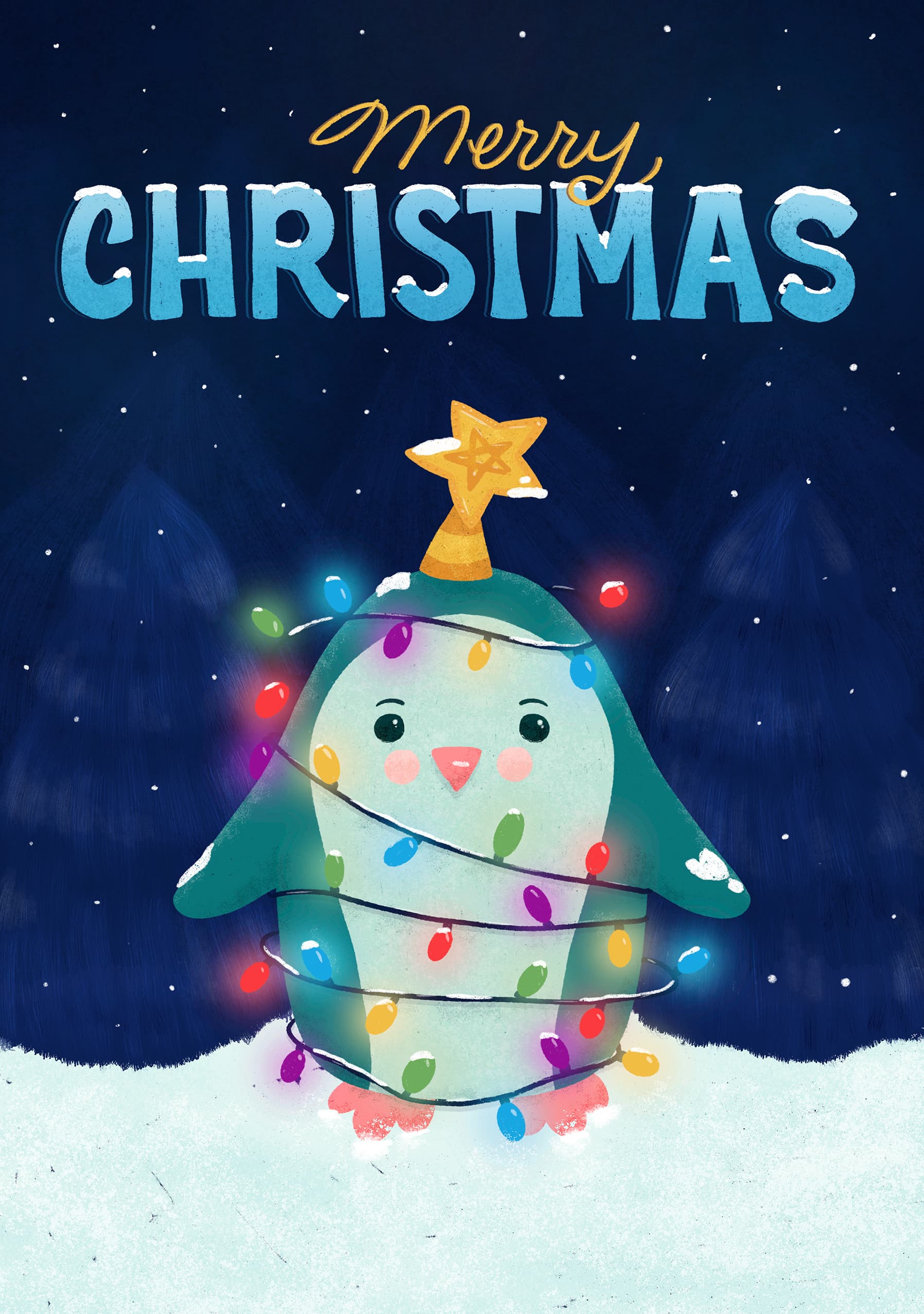 Merry Christmas Penguin Lights