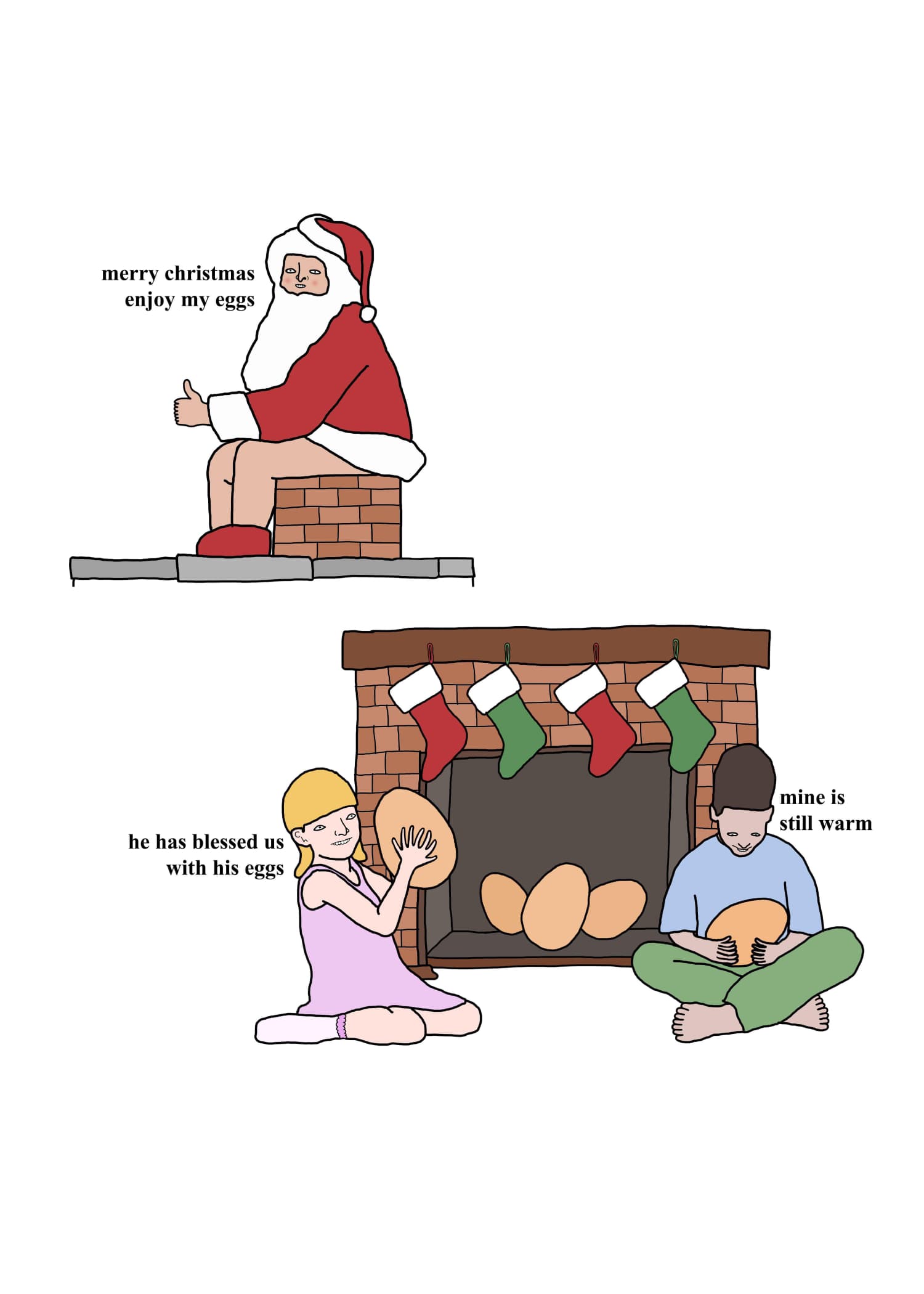 Santa Laying Christmas Eggs