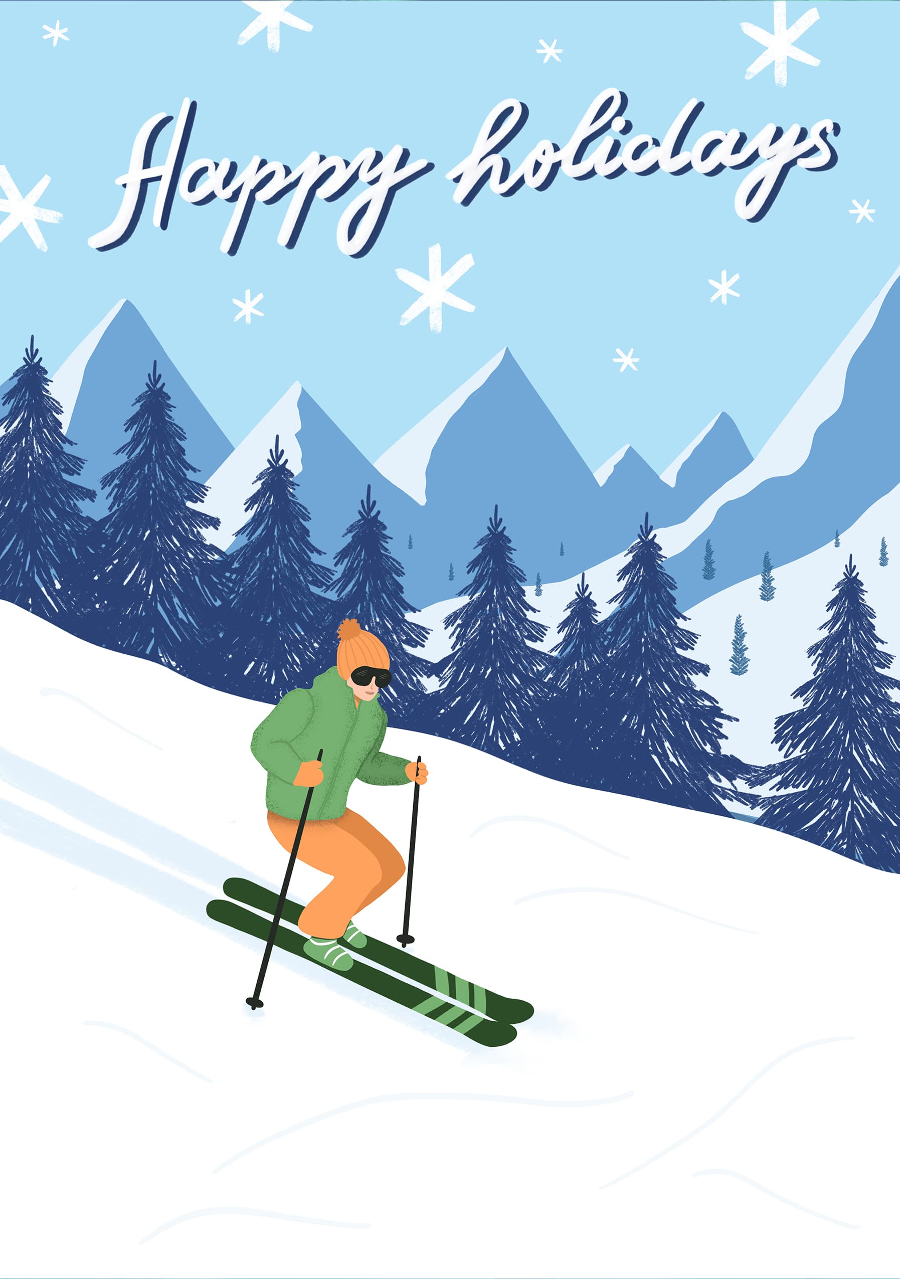 Happy Holidays Skiing in the Mountains