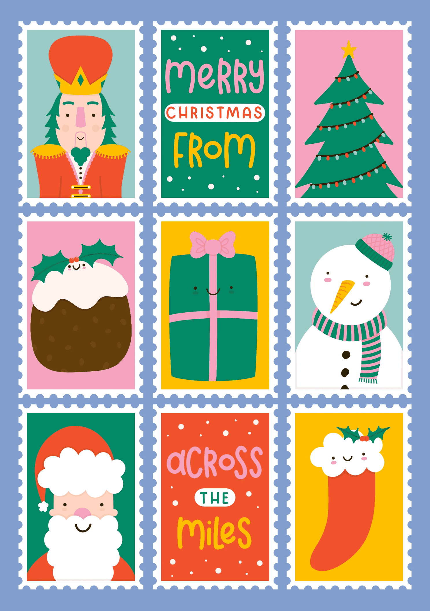 Across the Miles Christmas Stamps Card