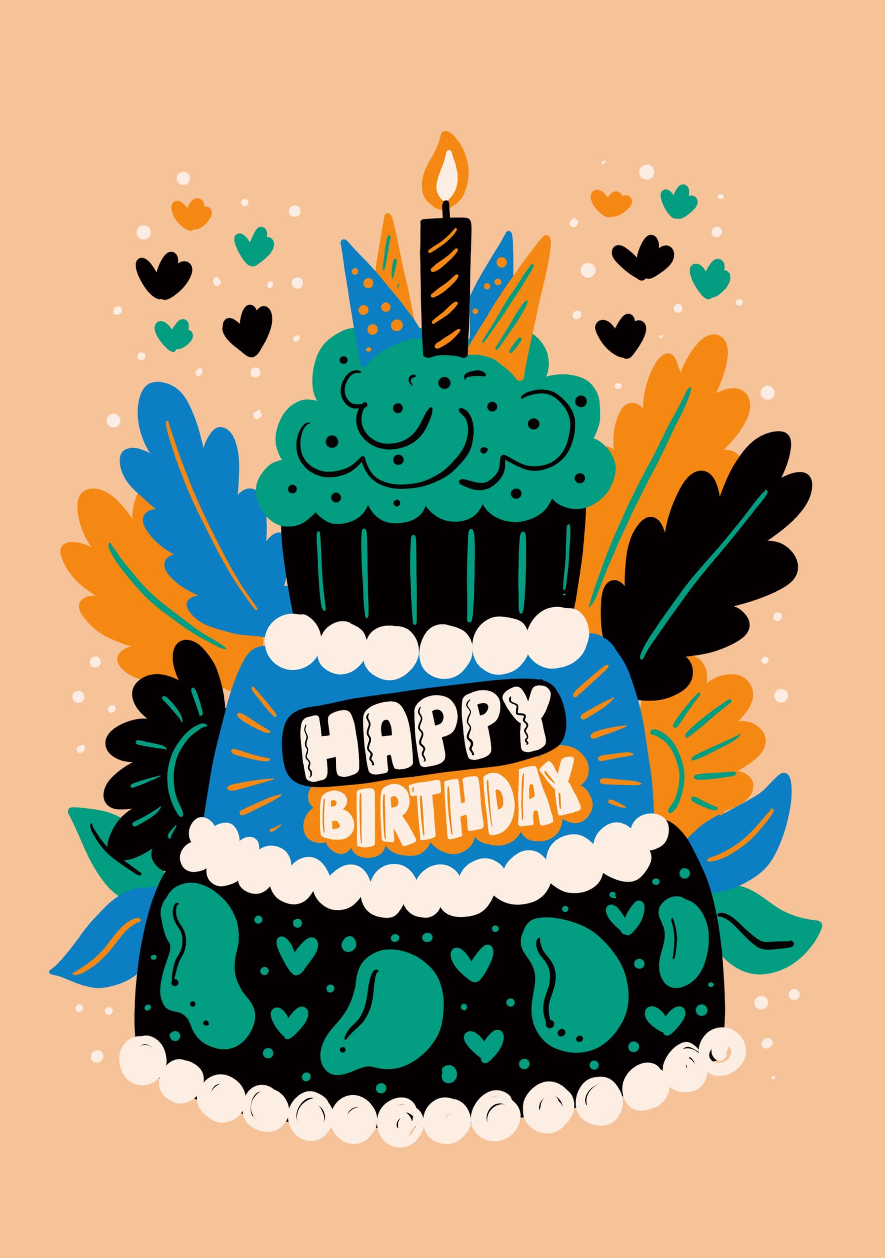 Colorful Cake Birthday Card