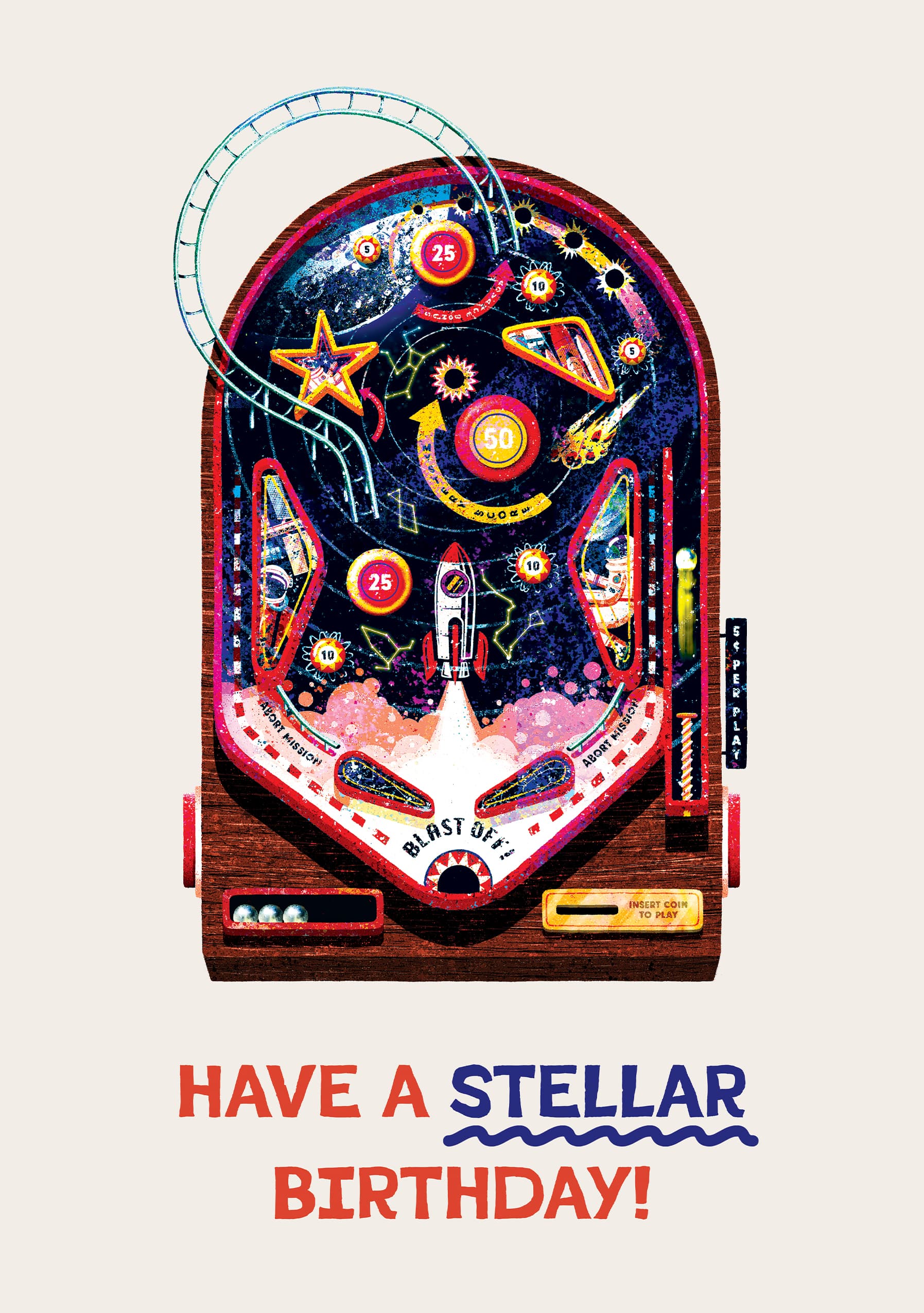 Stellar Birthday Pinball Card