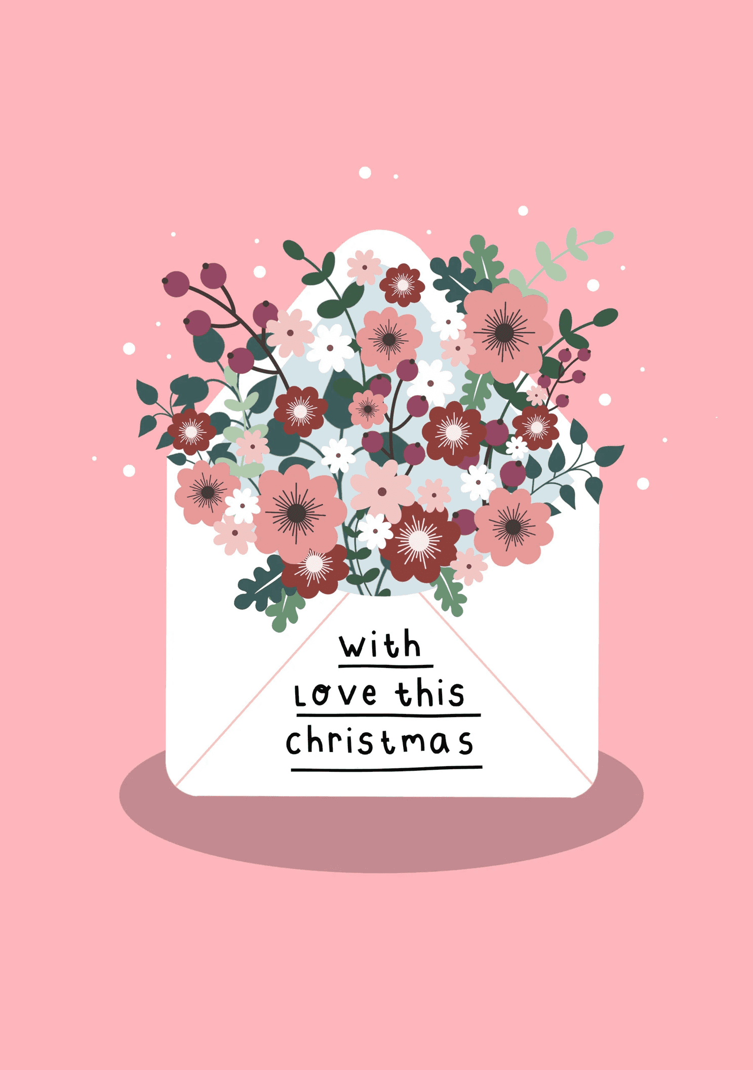With Love This Christmas Floral Envelope Card