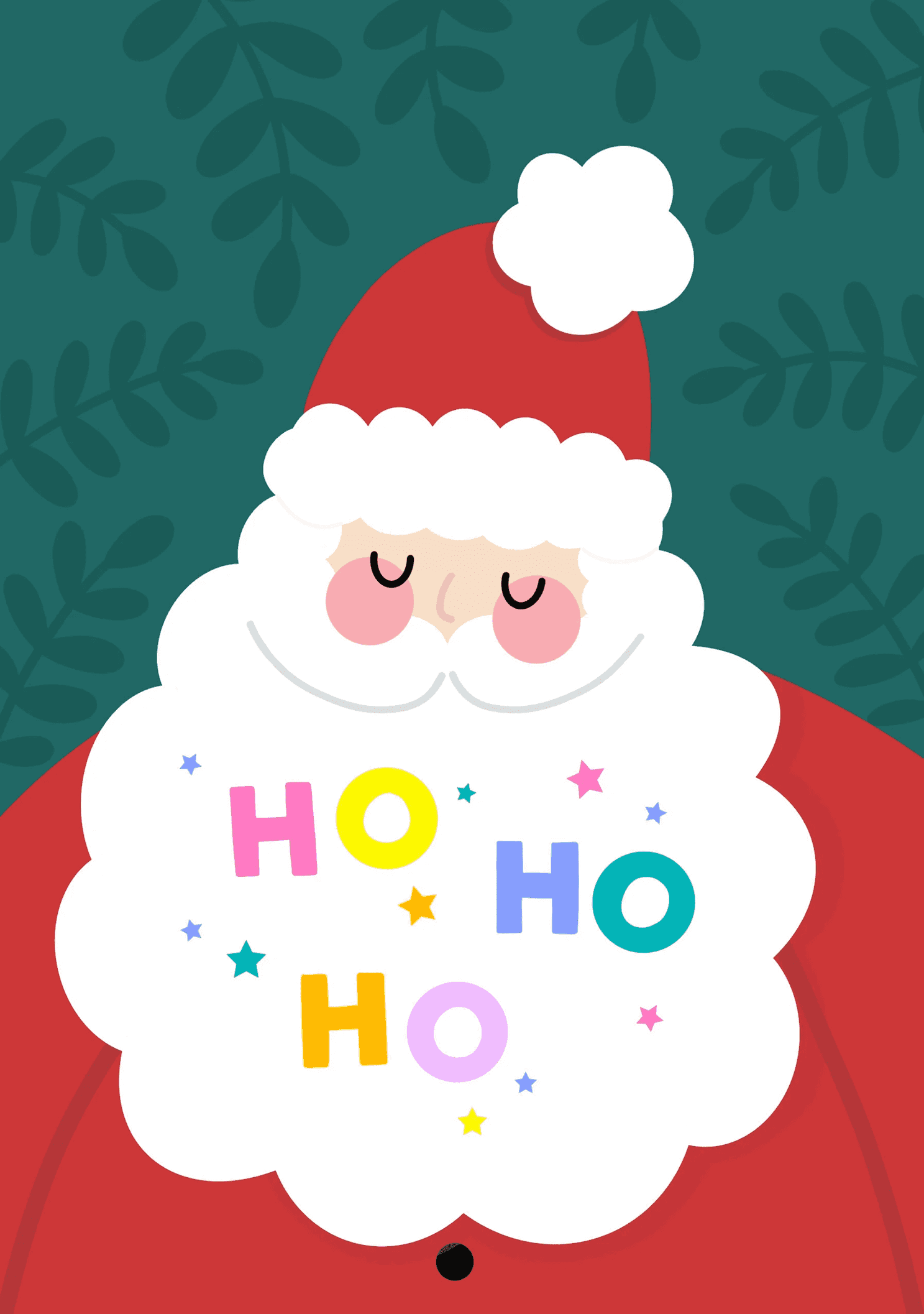 Colorful Ho Ho Ho Santa Card