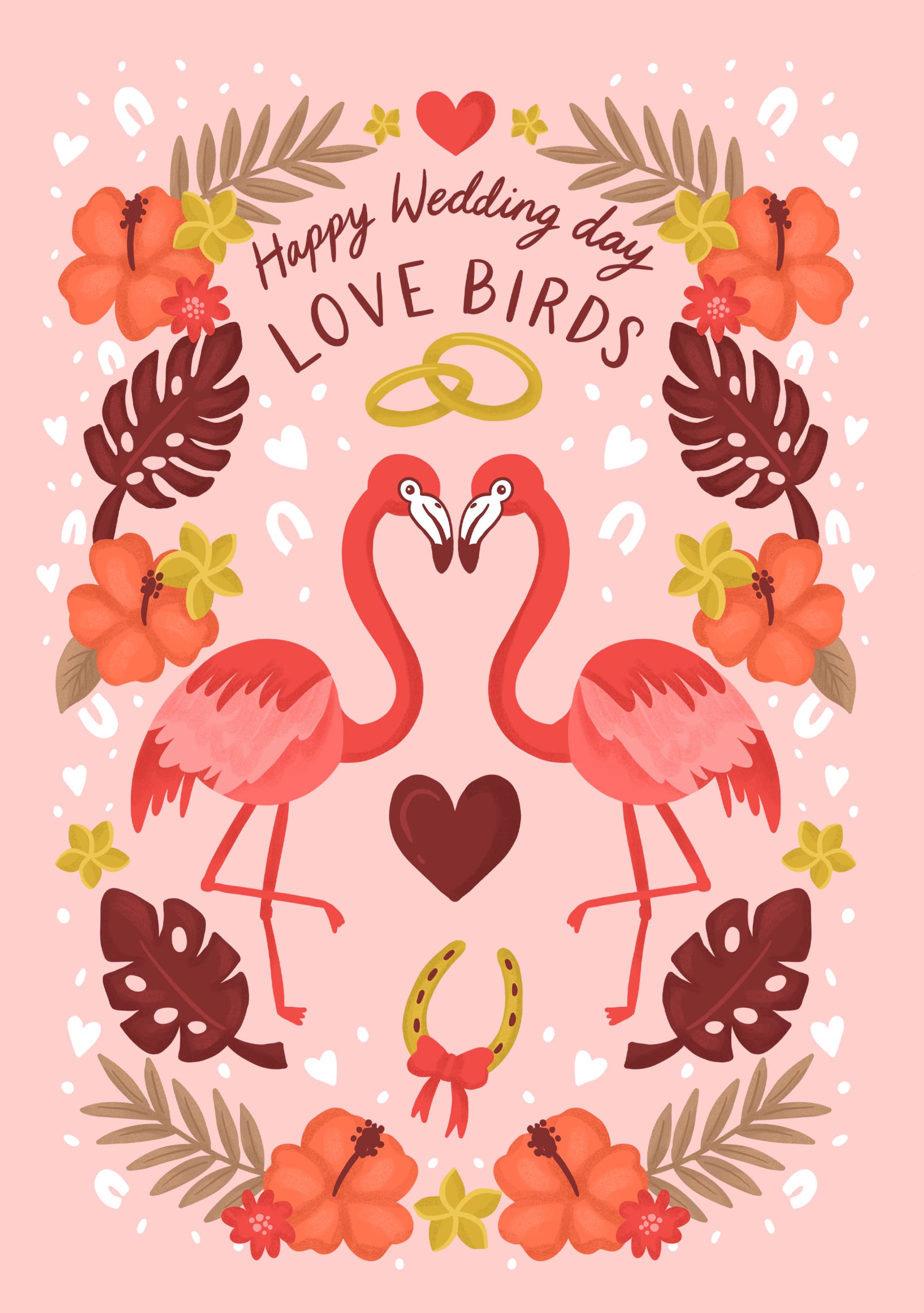 Love Birds Wedding Day Card