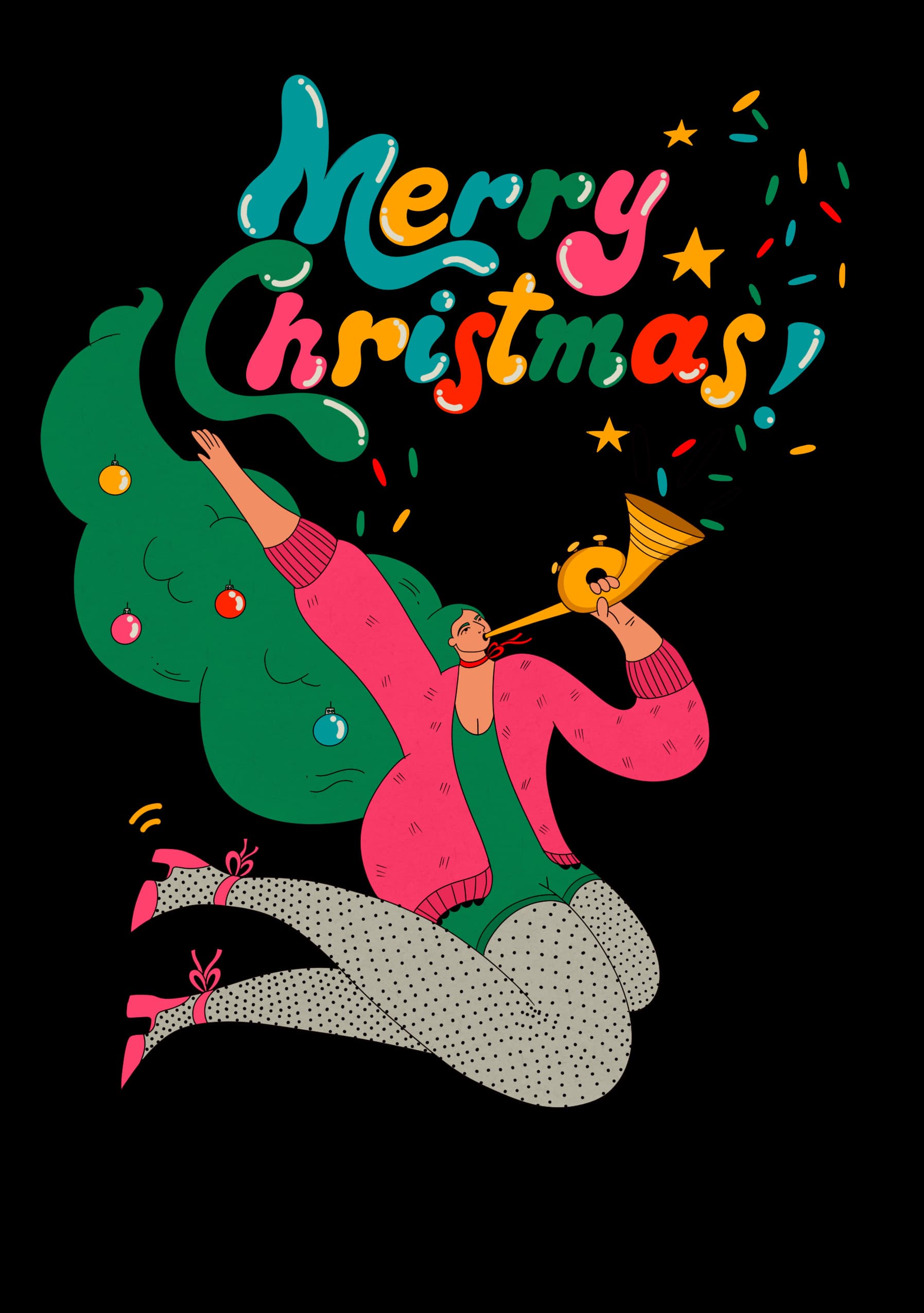 Festive Horn Merry Christmas