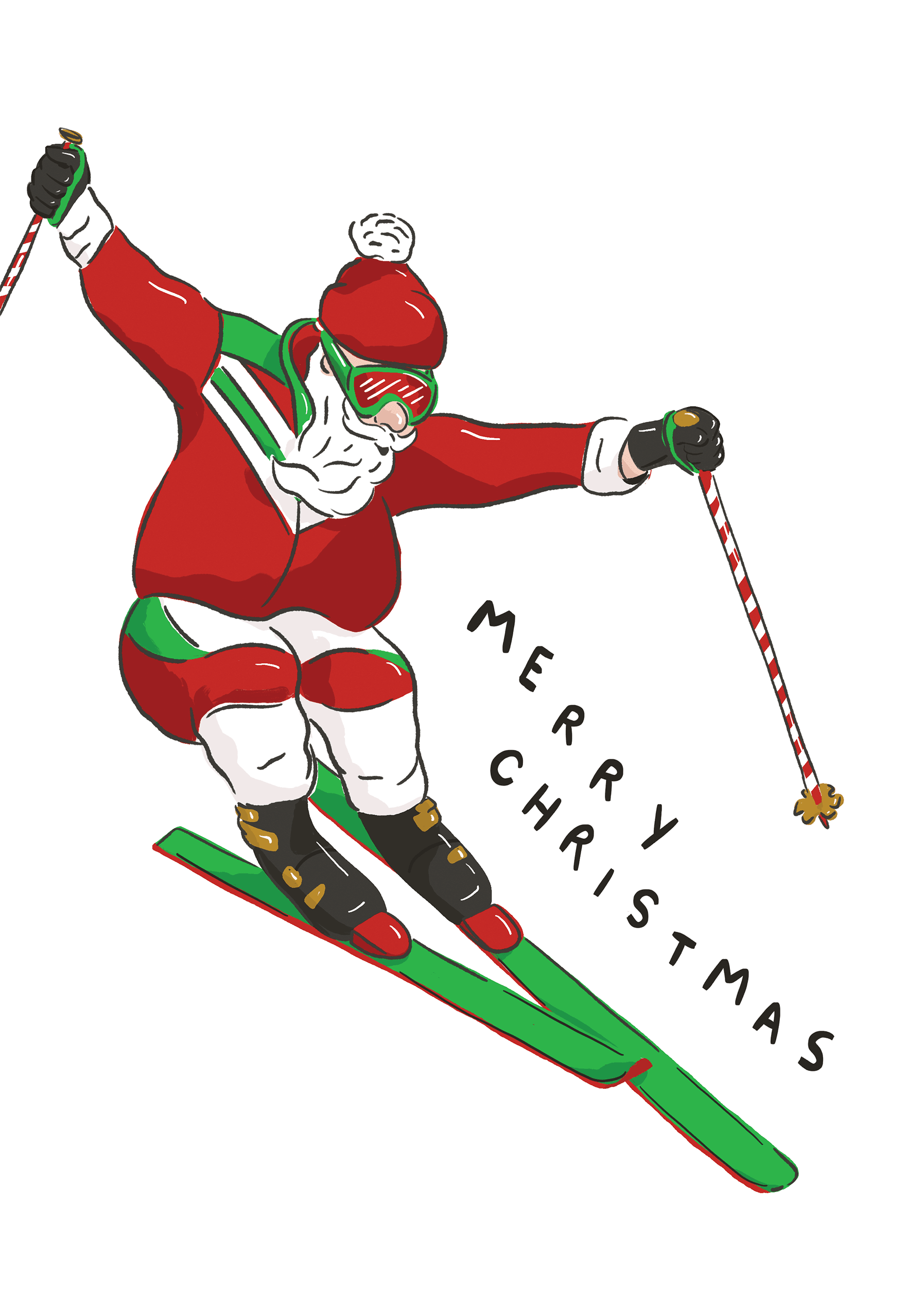 Skiing Santa