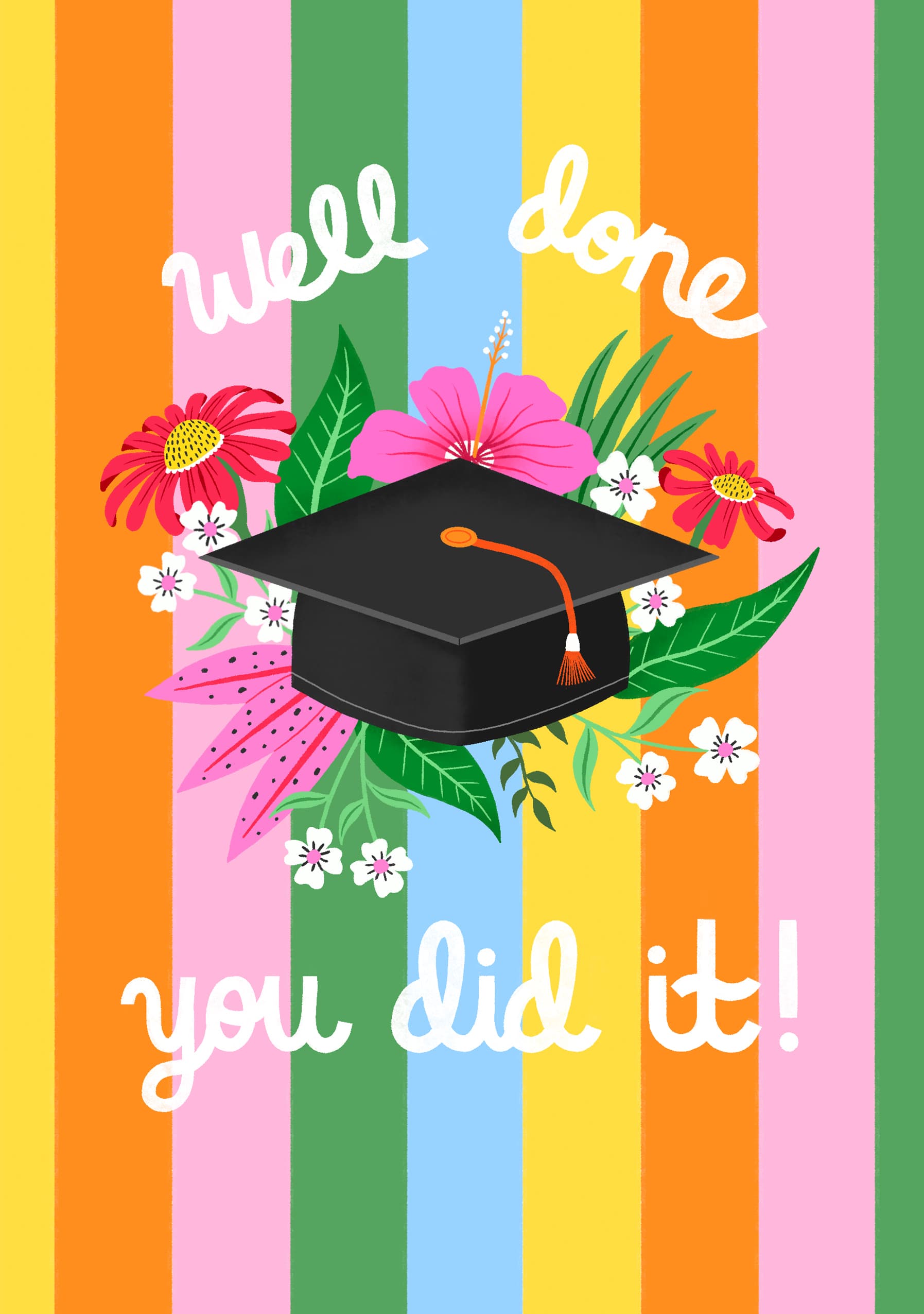 Well Done You Did It Floral Cap Card