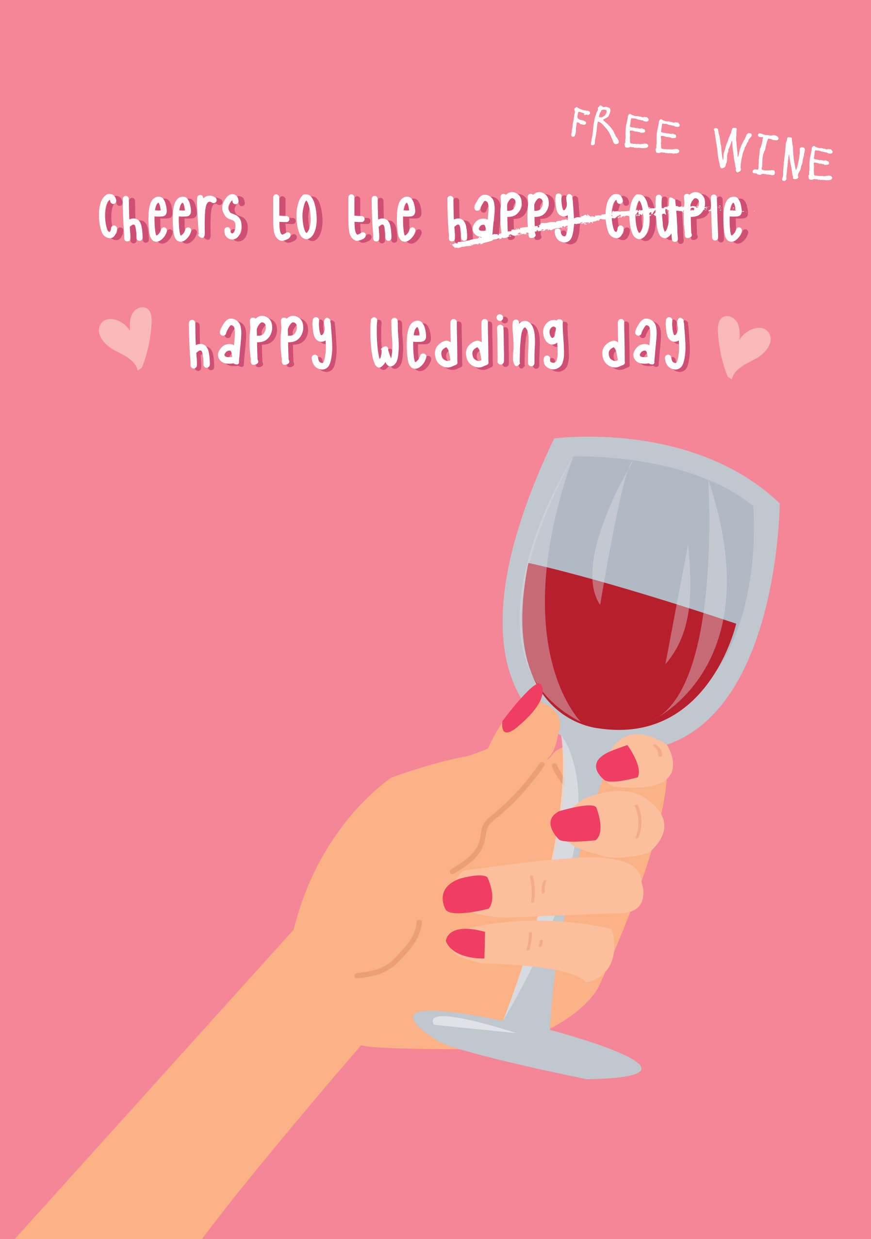 Cheers to Free Wine Wedding Card
