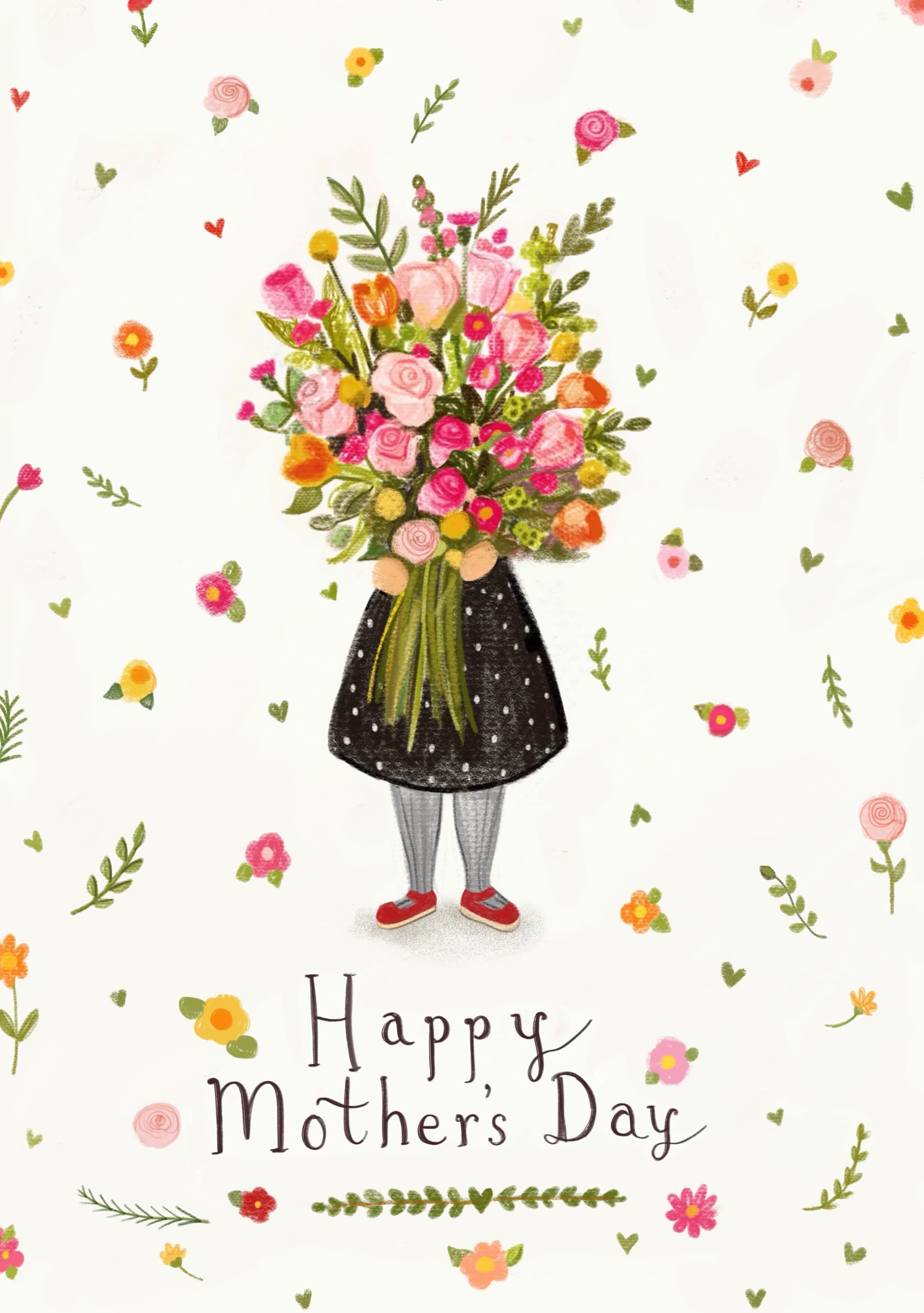 Bouquet Girl Mother's Day Card