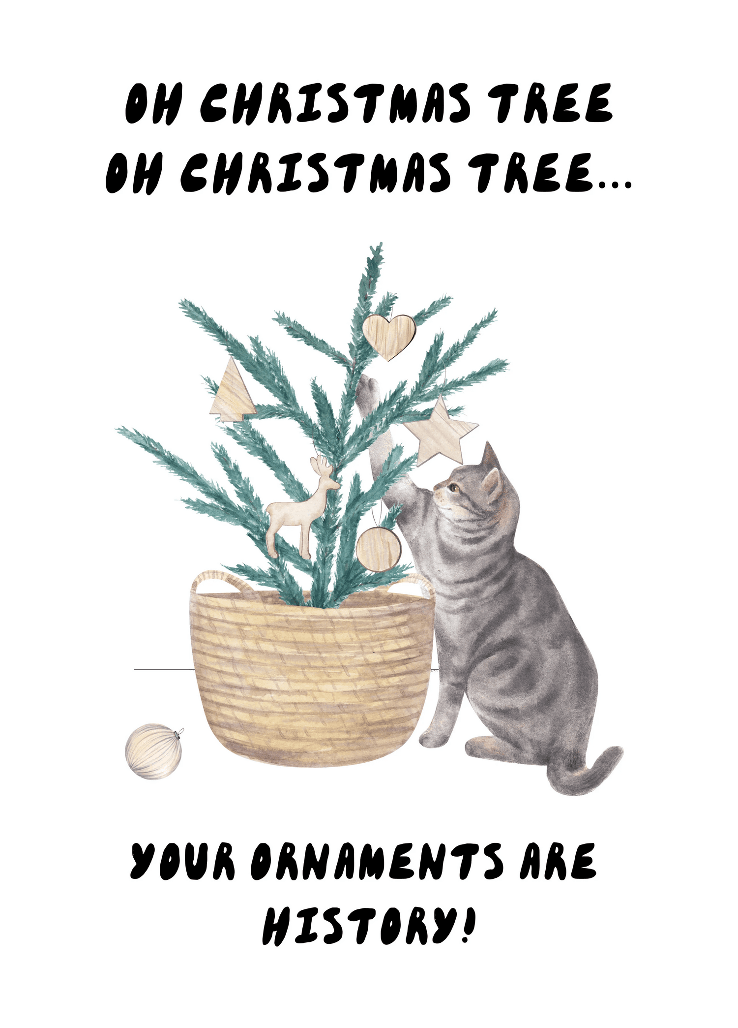 Oh Christmas Tree Cat Mischief Card