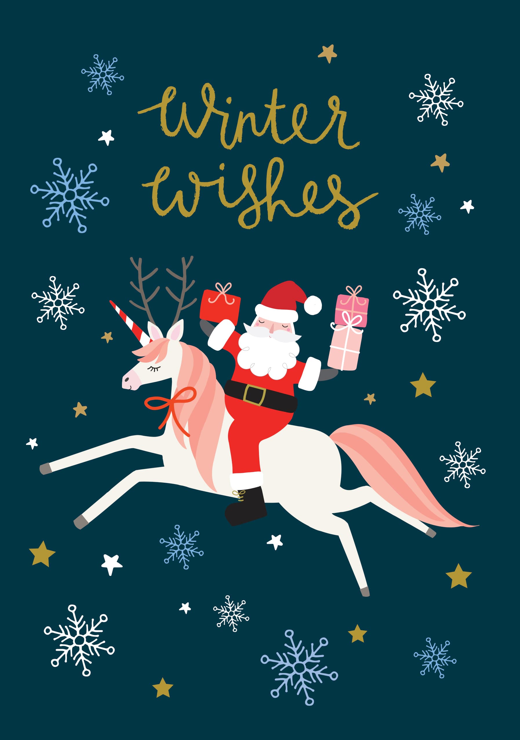 Santa Unicorn Winter Wishes