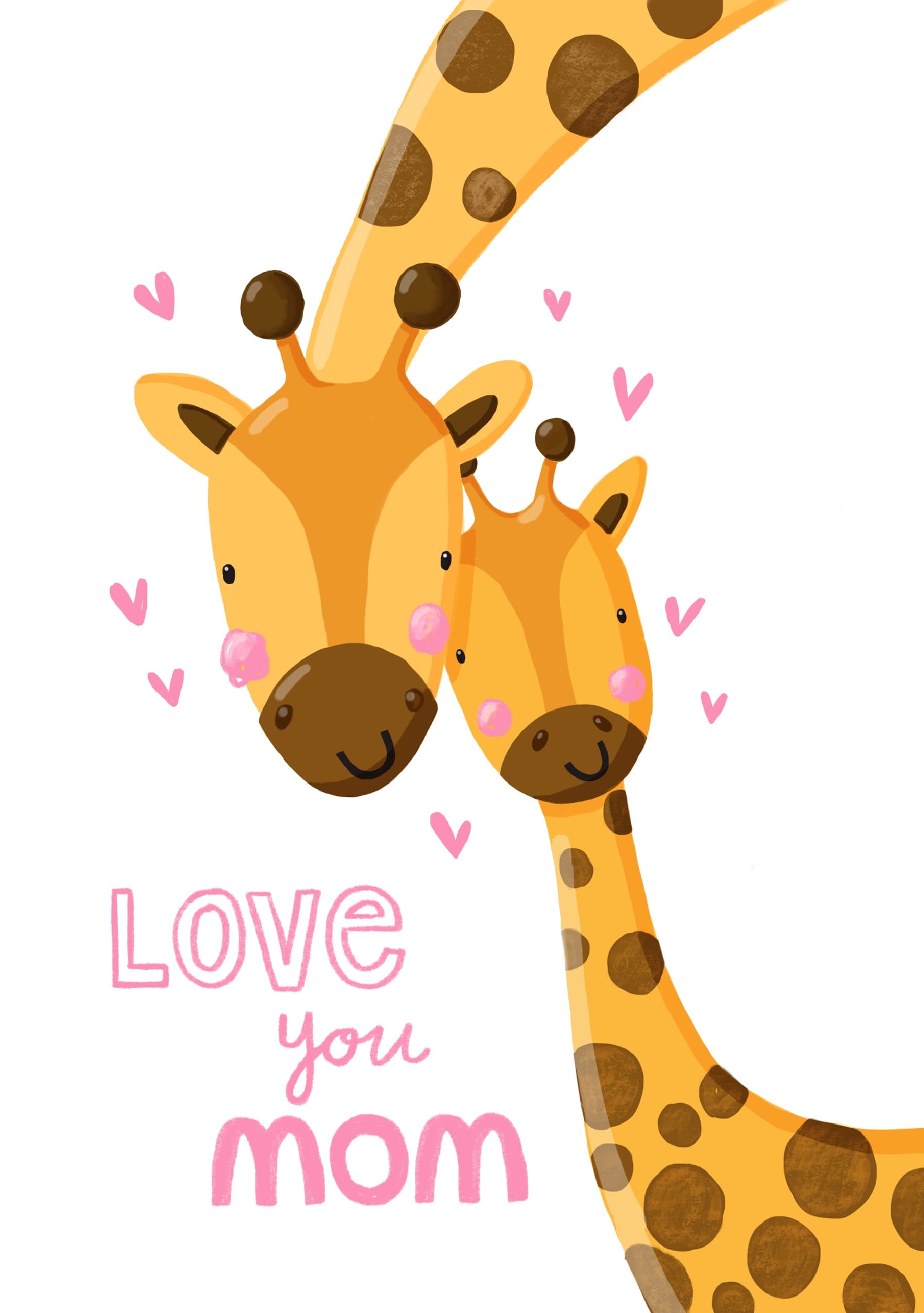 Love You Mom Giraffe Card