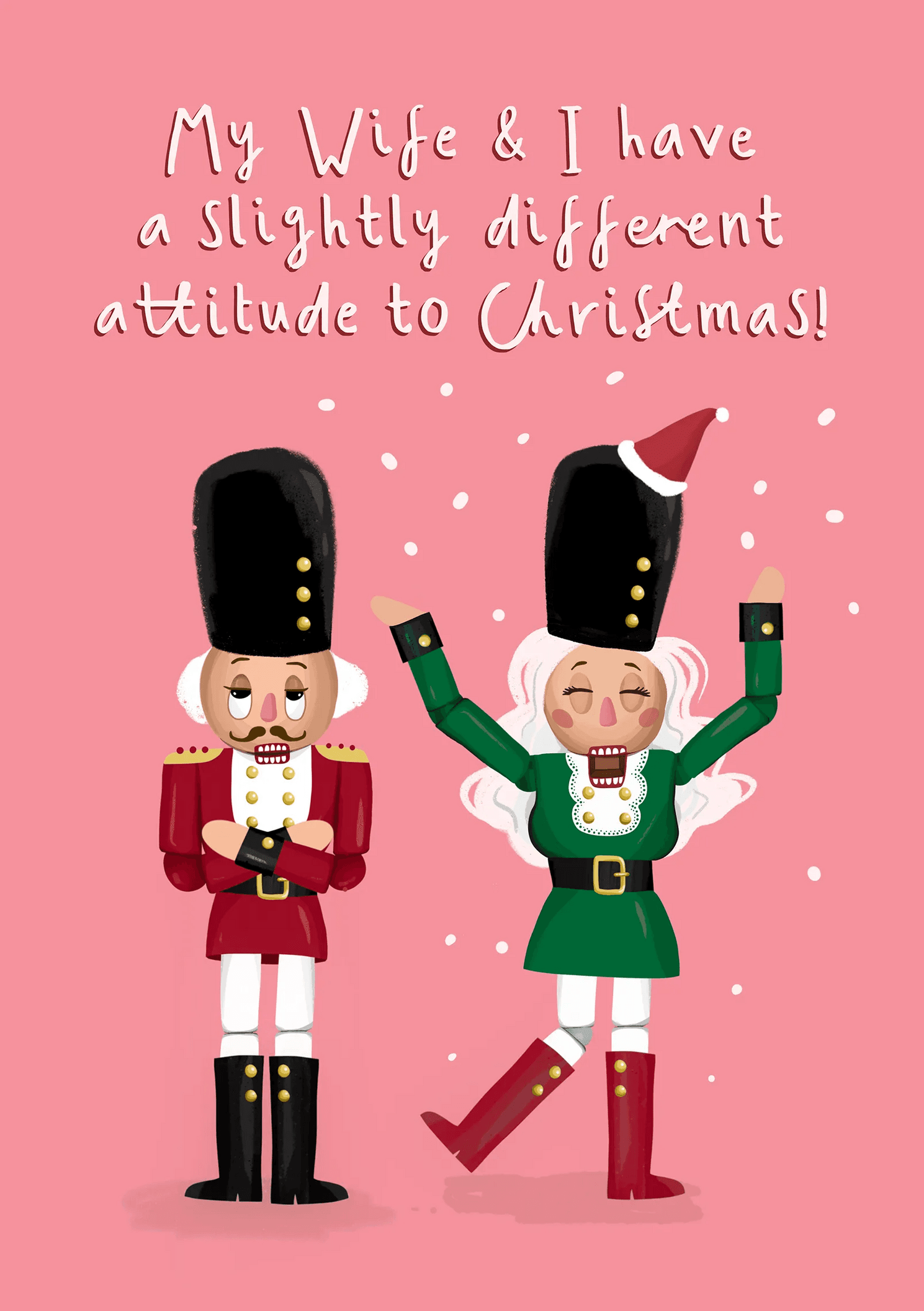 Different Christmas Attitudes Nutcracker Couple Card
