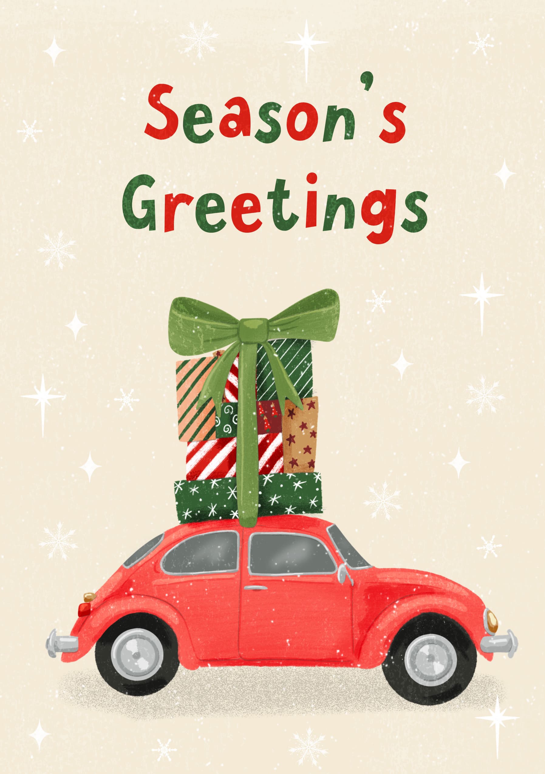 Season's Greetings with Festive Car