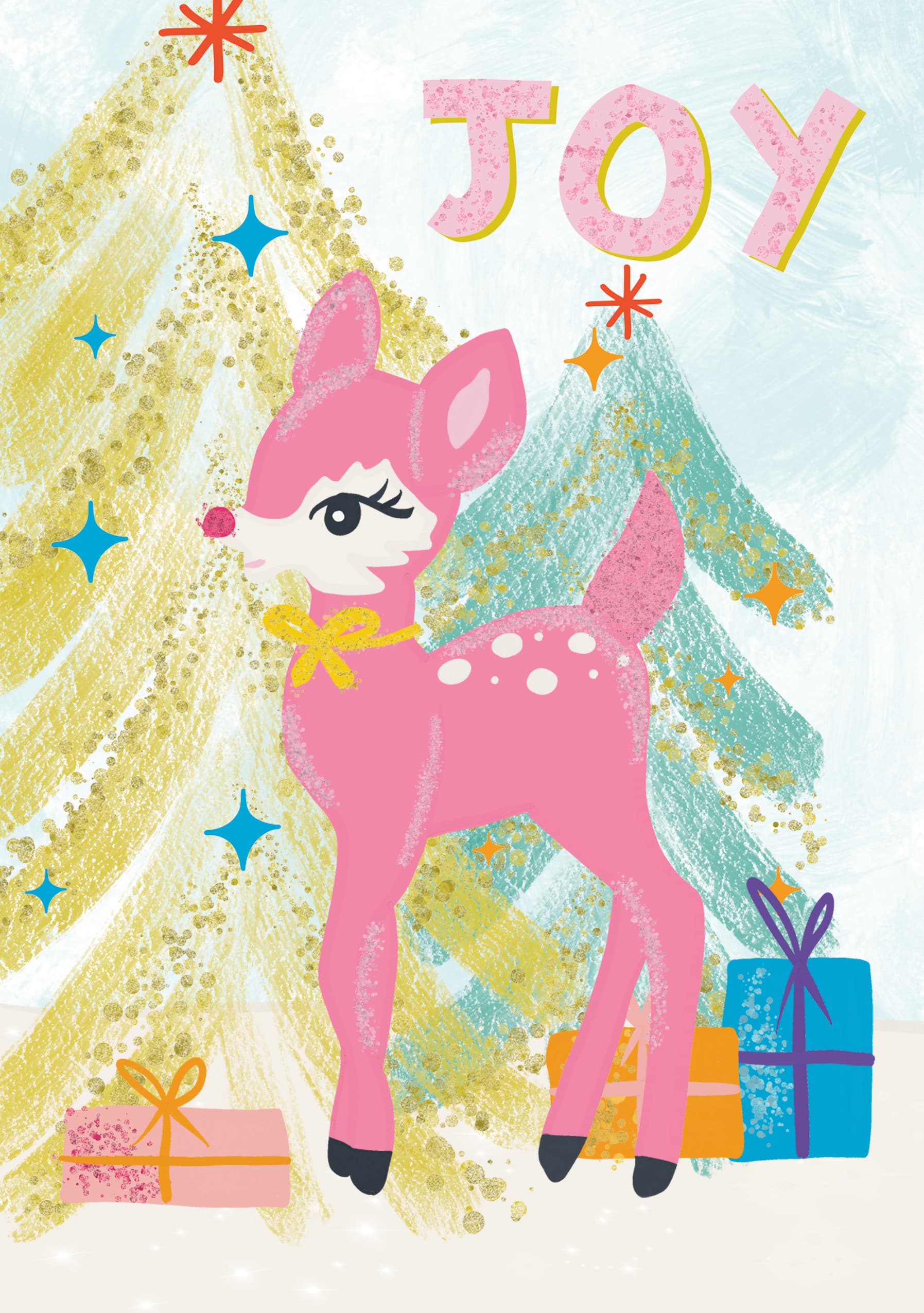 Pink Reindeer Joy Christmas