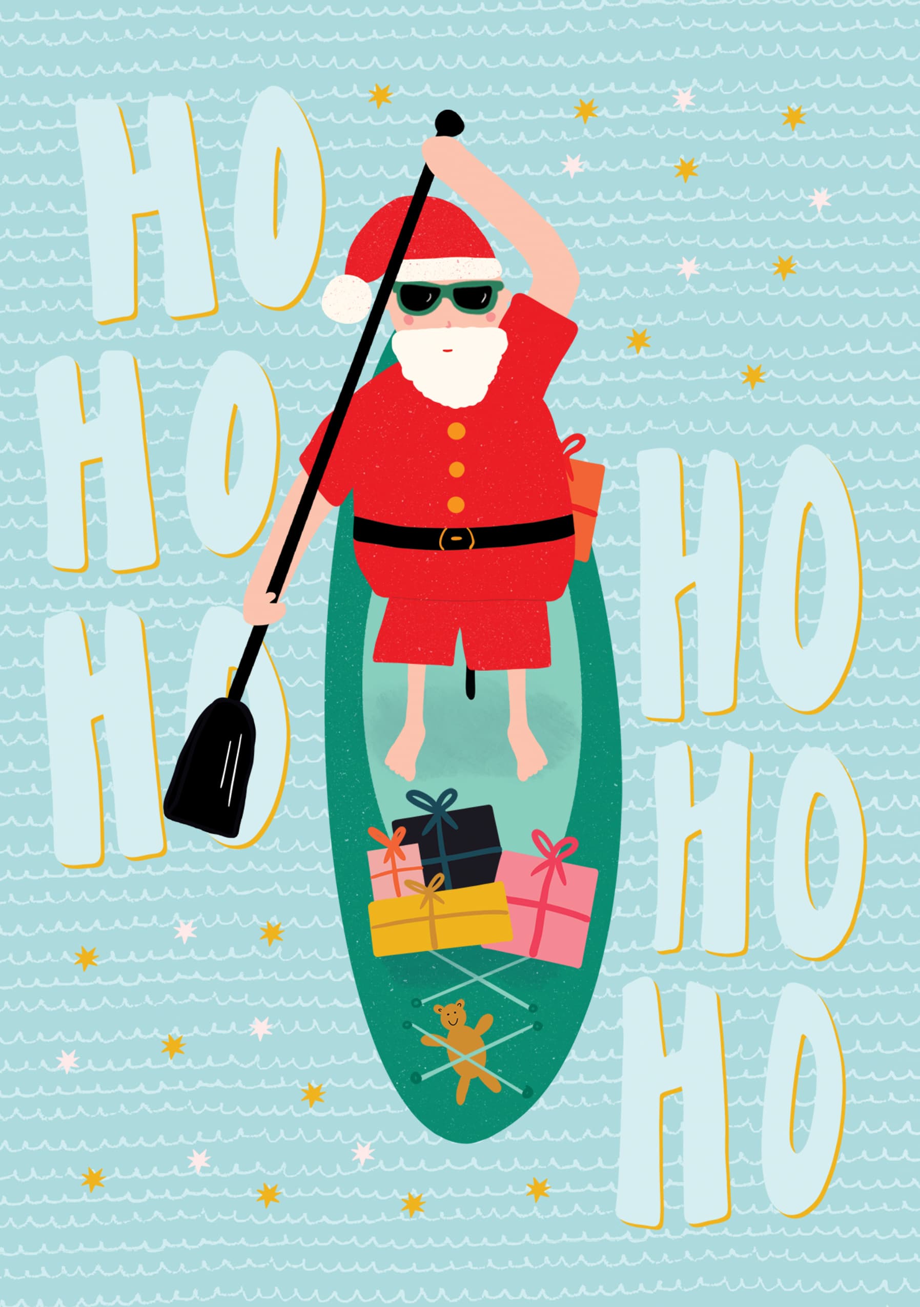 Santa Paddleboarding Christmas