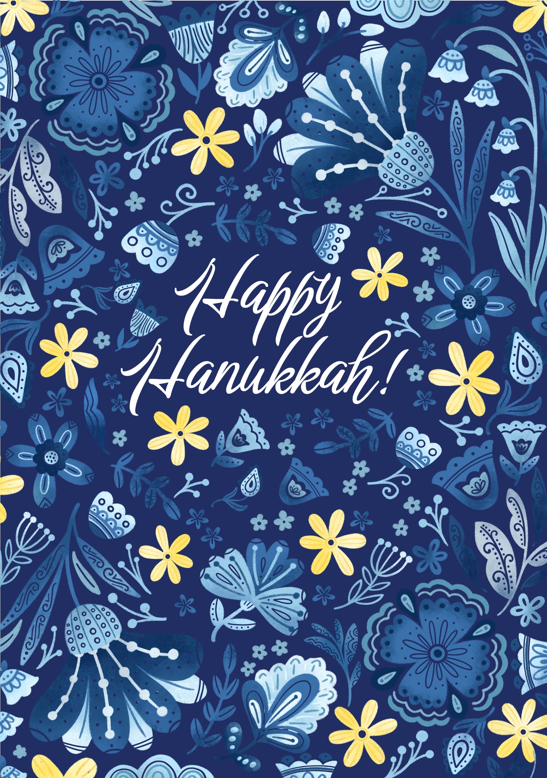 Floral Happy Hanukkah
