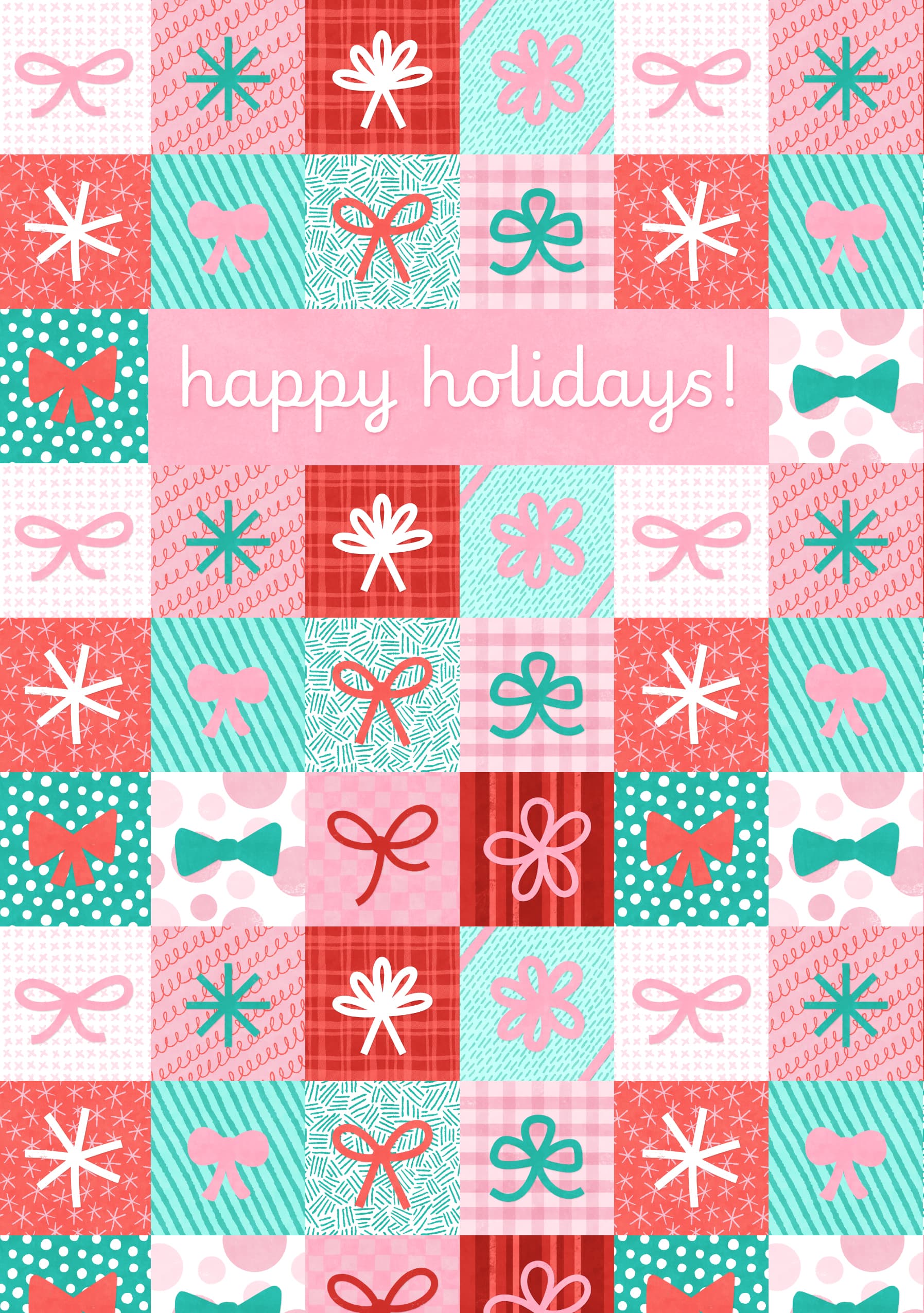 Happy Holidays Bow Patchwork
