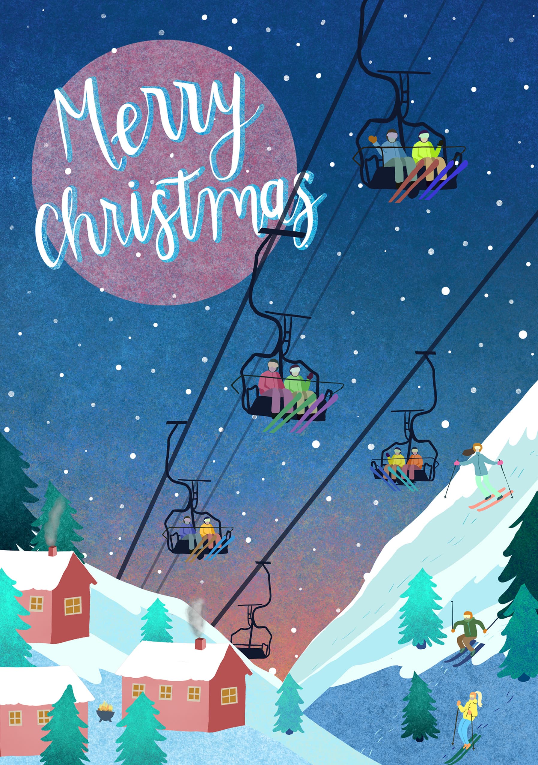 Ski Lift Merry Christmas