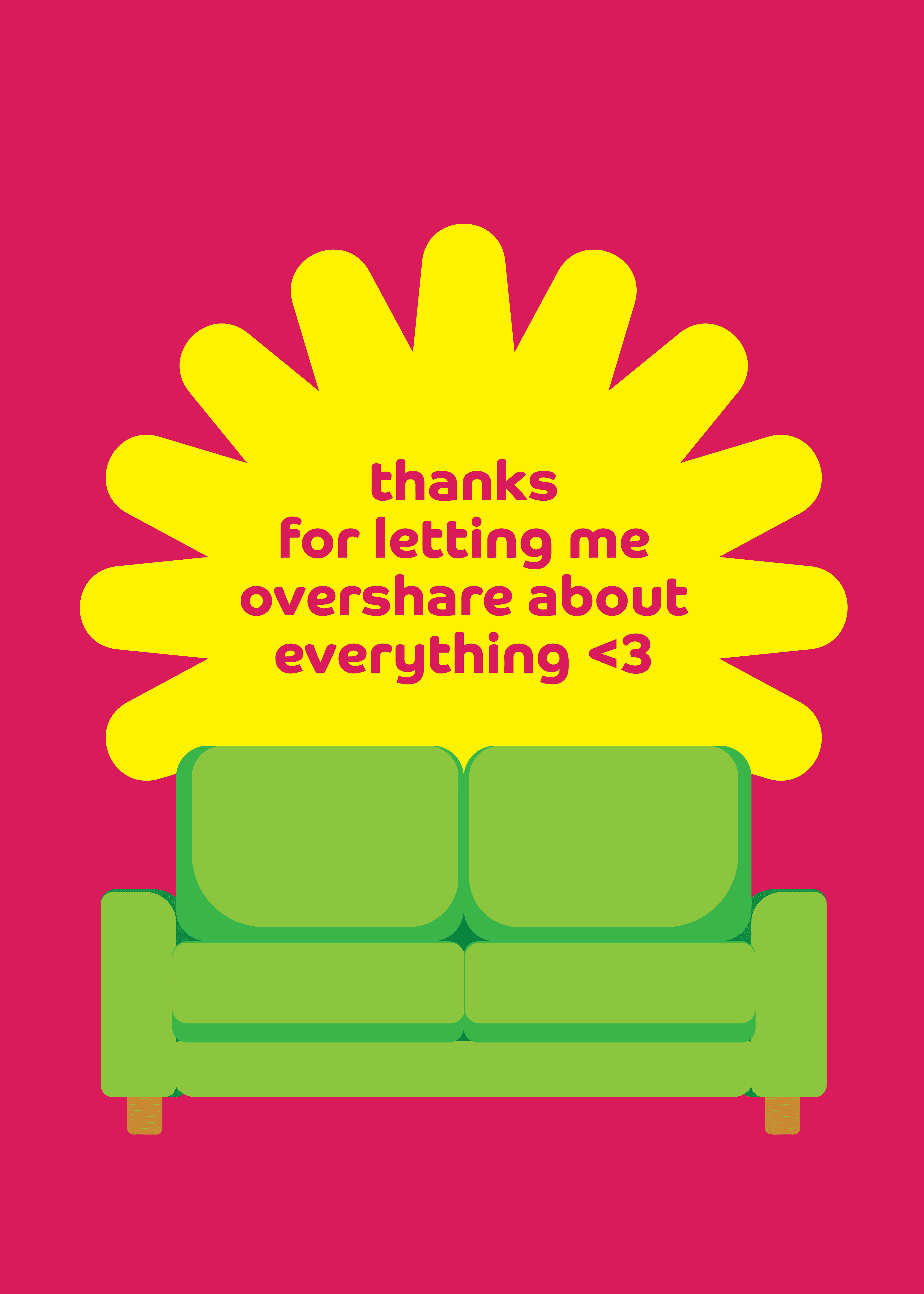 Thanks for Letting Me Overshare Card