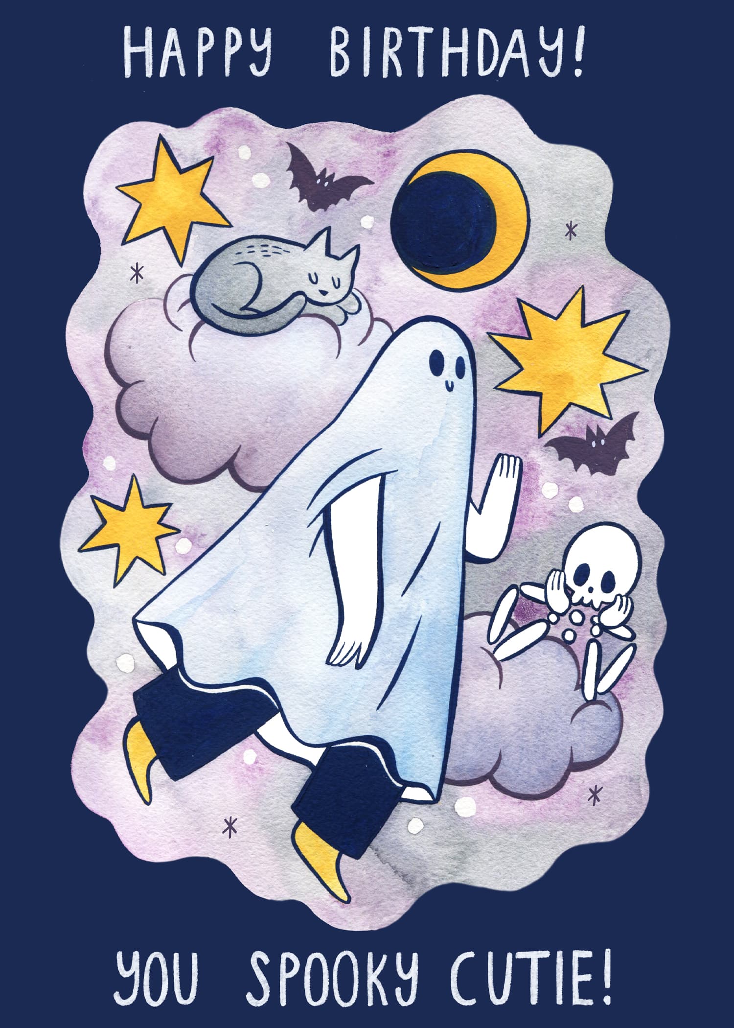 Spooky Cute Ghost Birthday Card