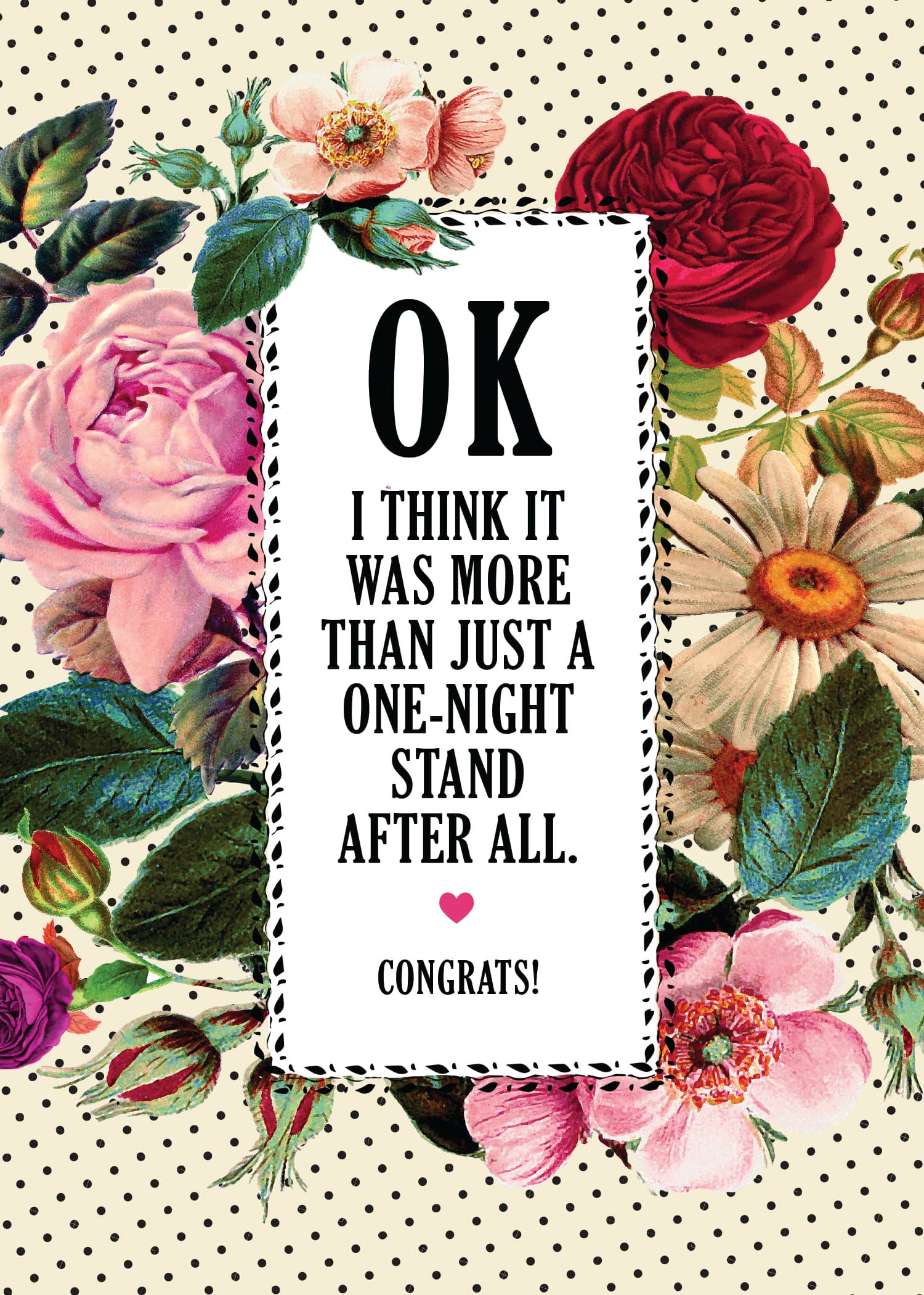 More Than a One-Night Stand Congrats Card