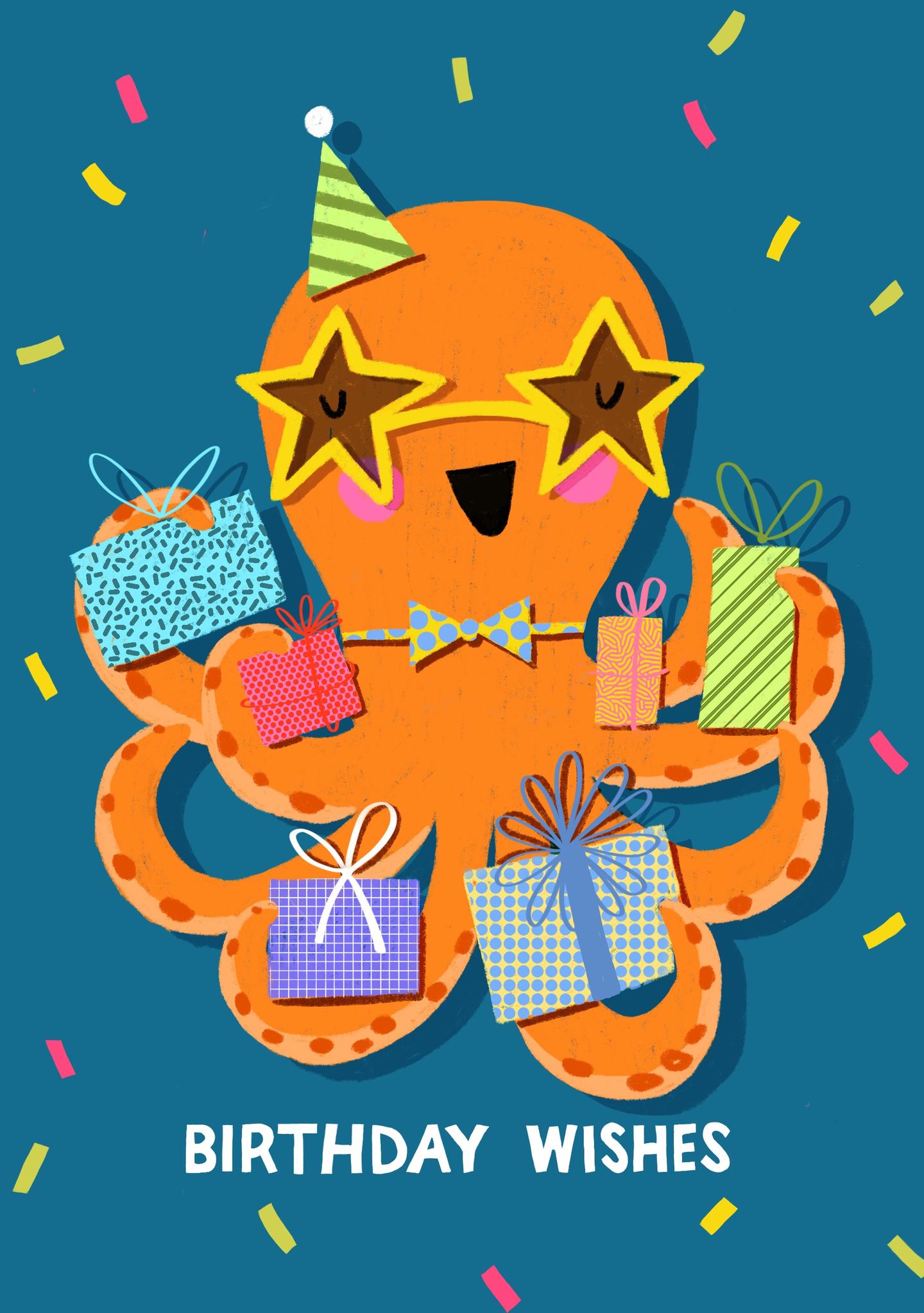 Octopus Birthday Wishes Card
