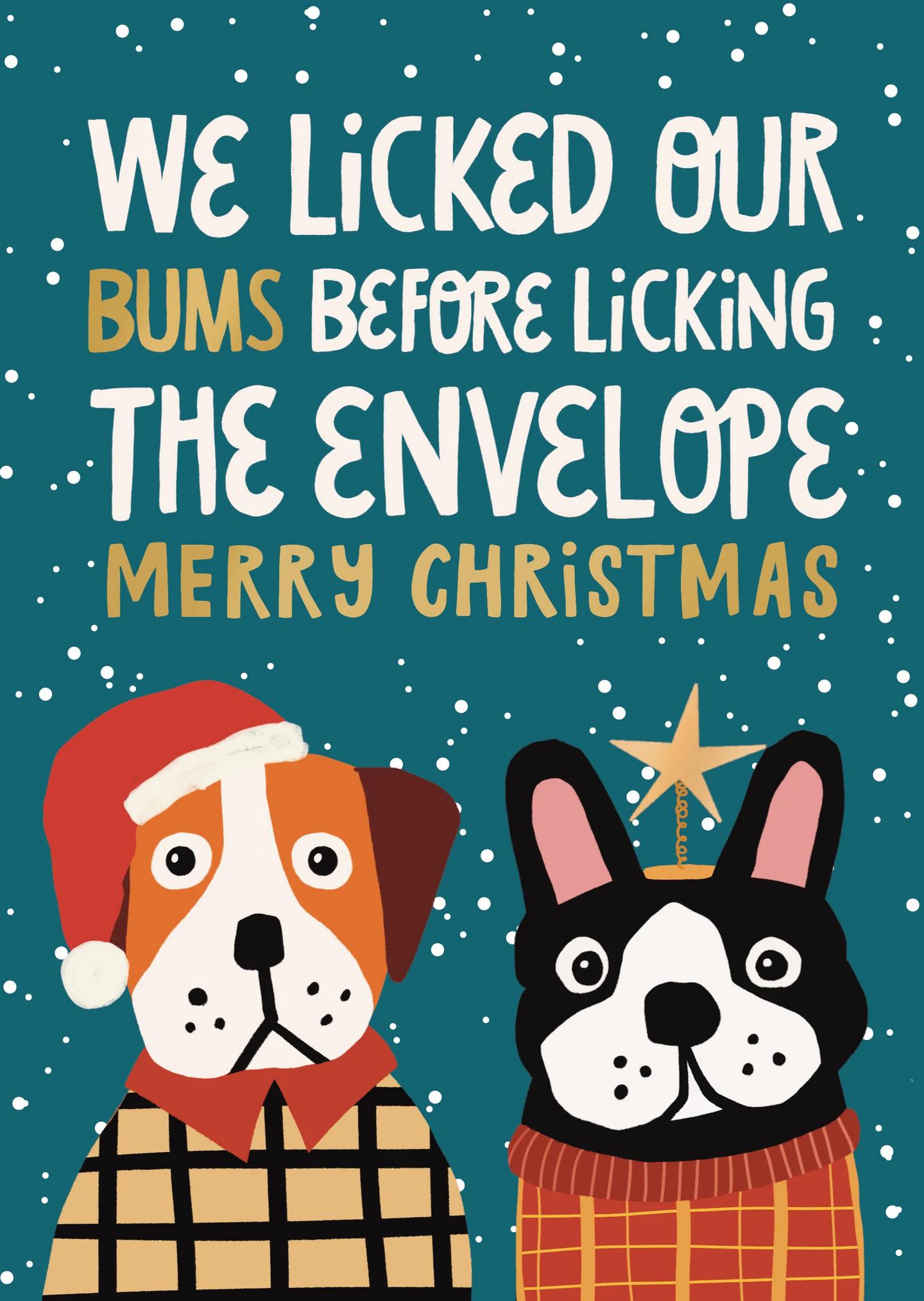 Licked Our Bums Merry Christmas Card