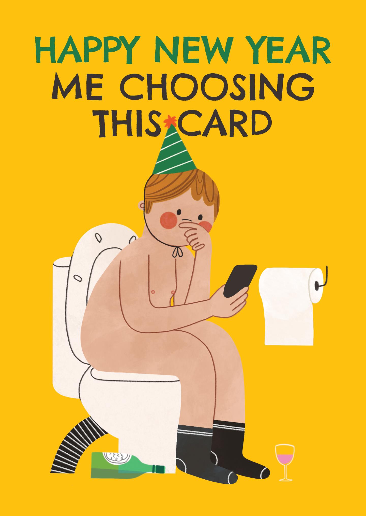 Humorous New Year Toilet Card