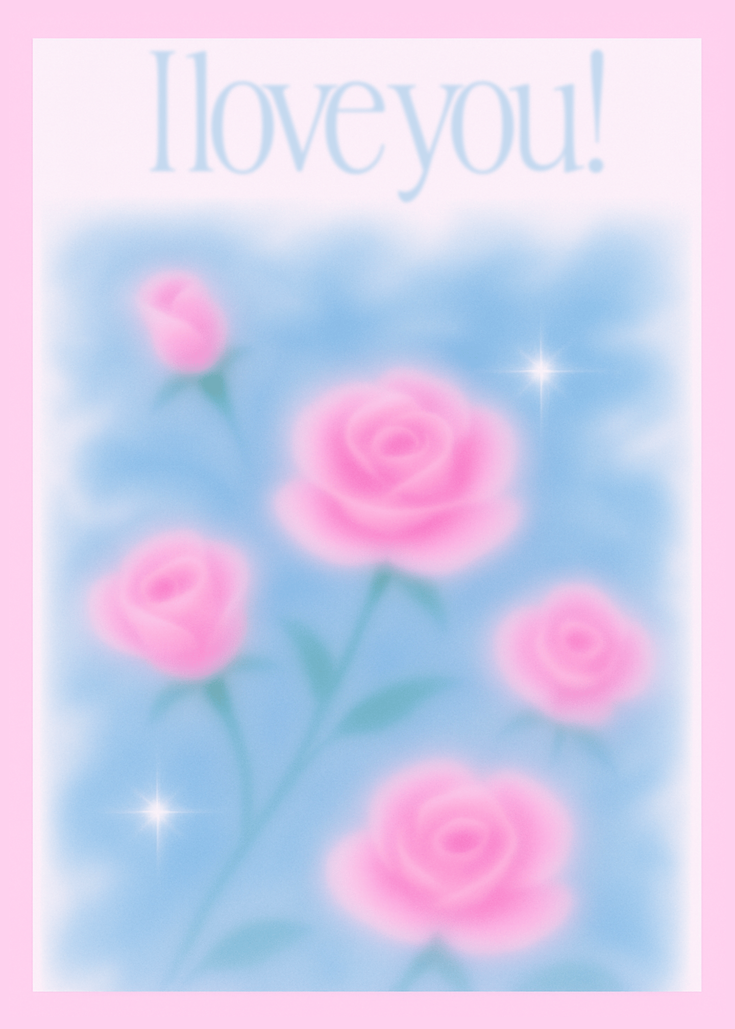 Blurry Pink Rose Love You Card