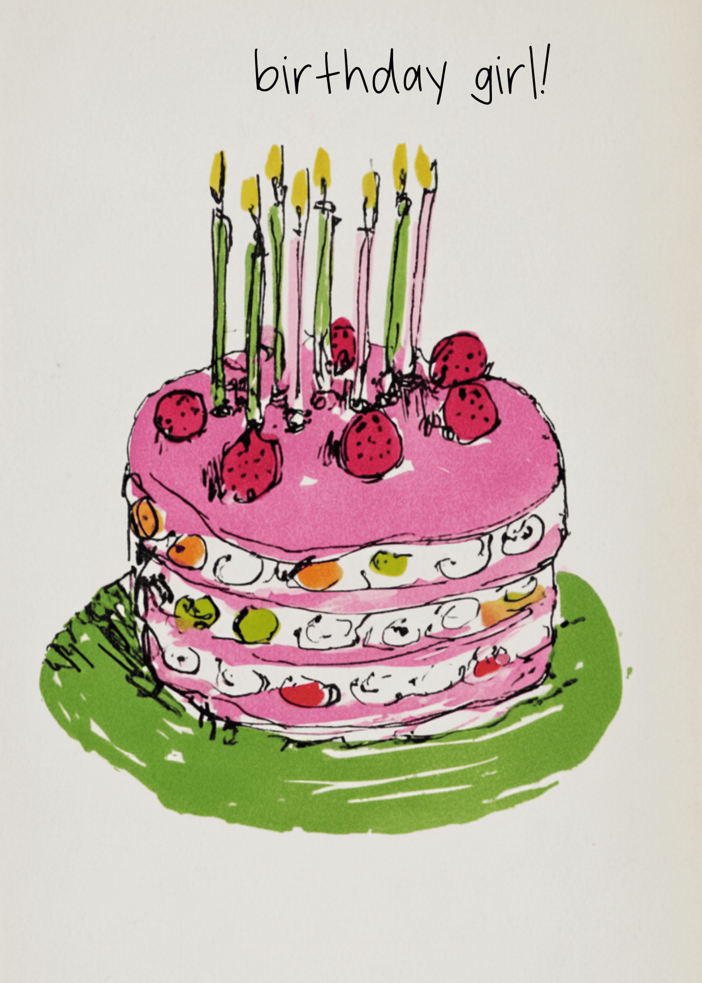 Birthday Girl Pink Cake Card