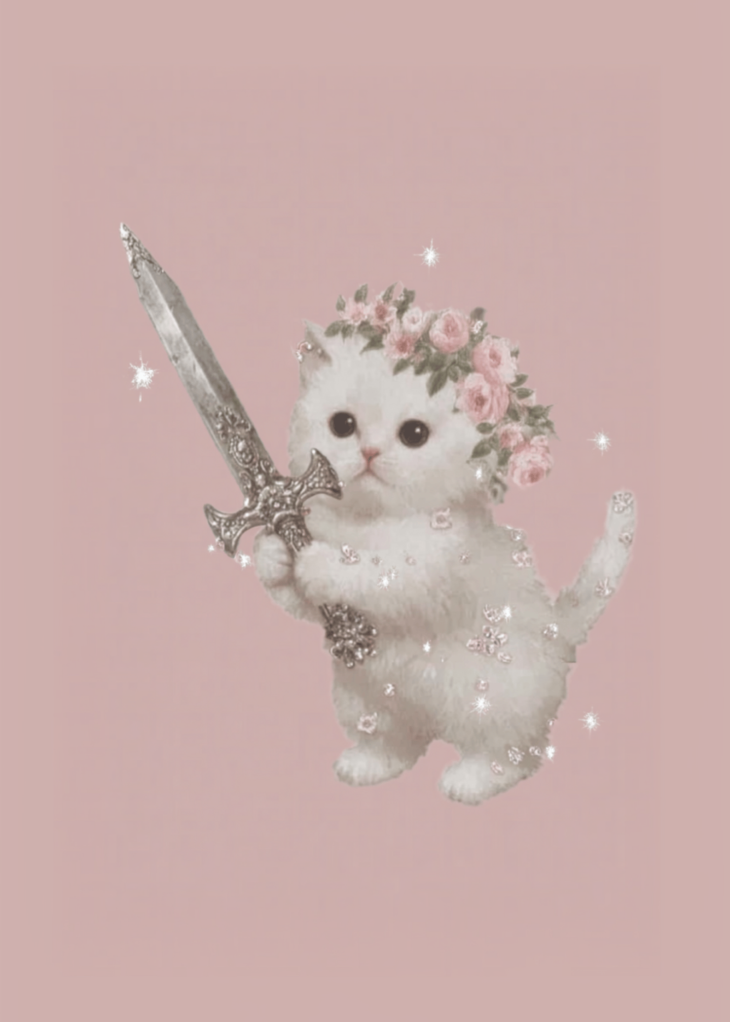 Cute Cat Warrior Card