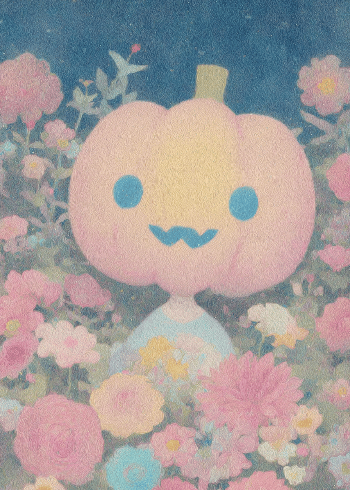Pumpkin Delight Among Blossoms
