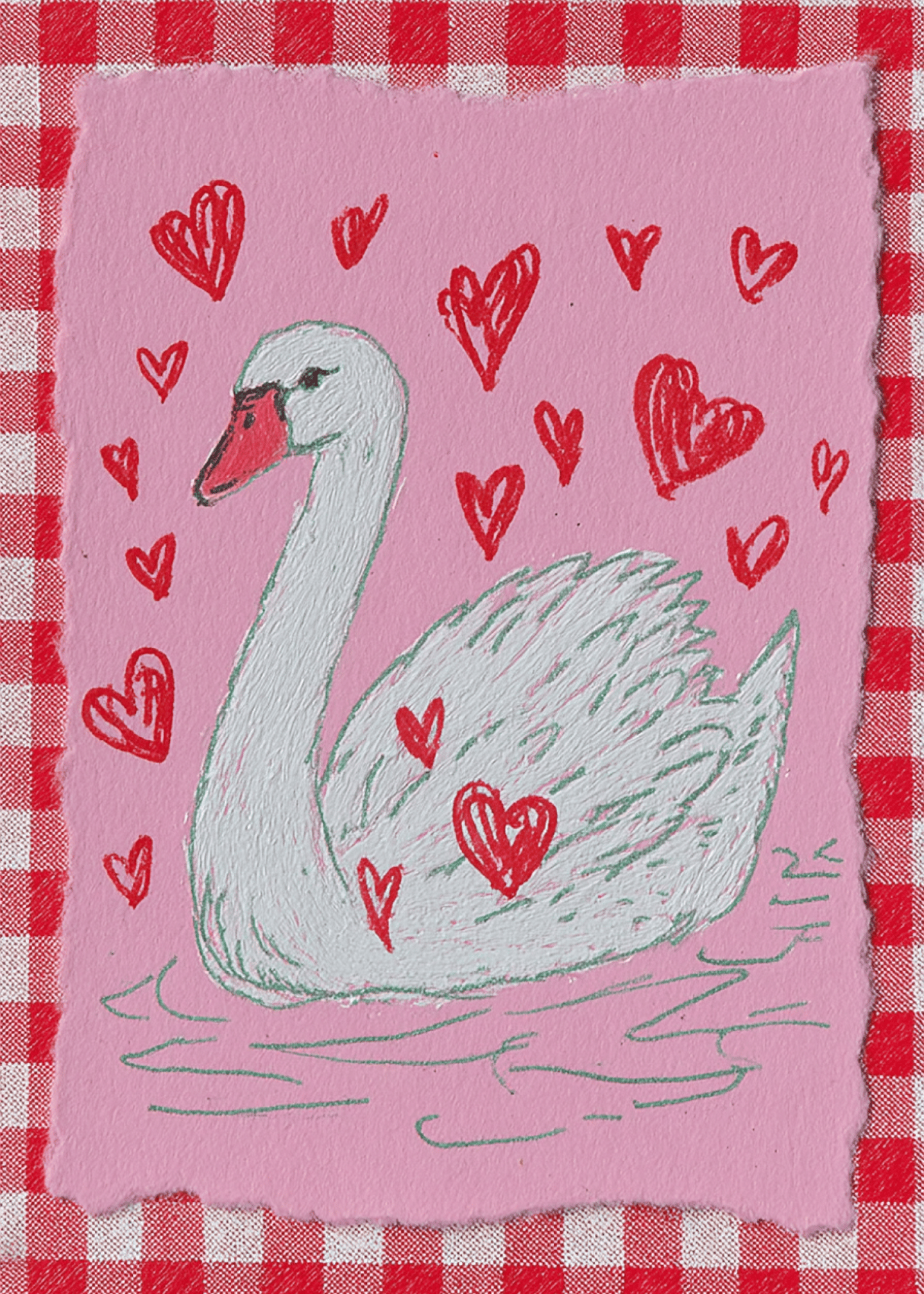 Swan in Love Hearts Scene