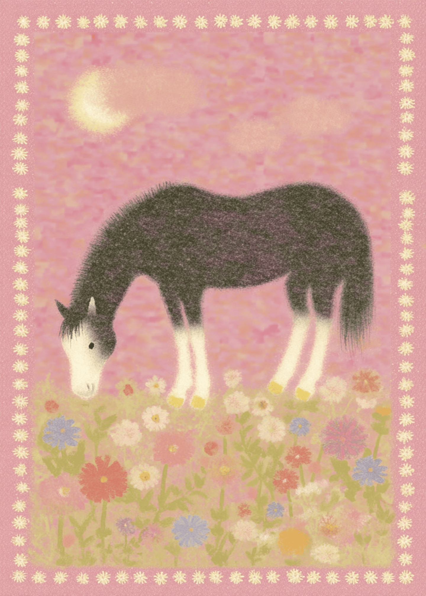 Pastel Horse Floral Serenity