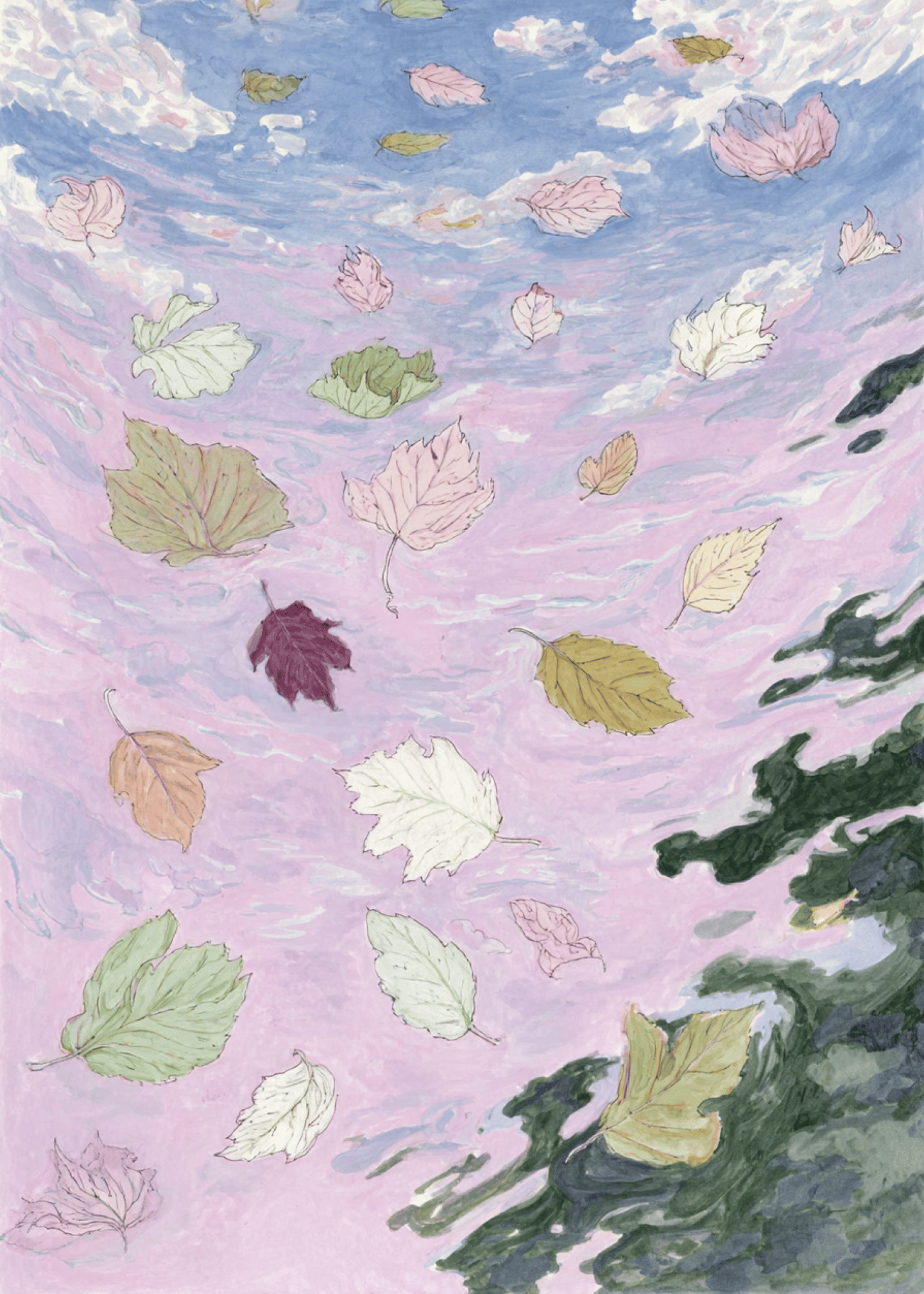 Ethereal Autumn Leaves Art Card