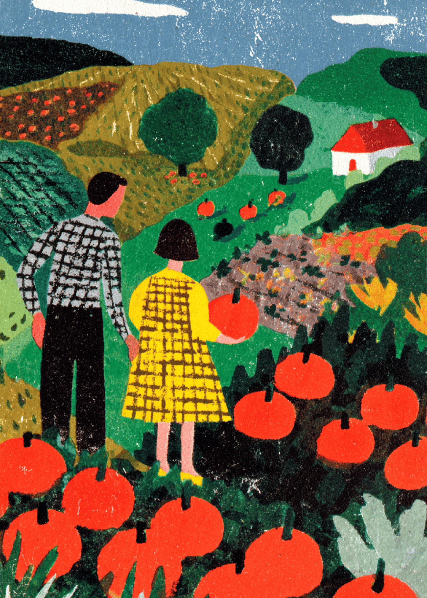 Whimsical Pumpkin Harvest Scene