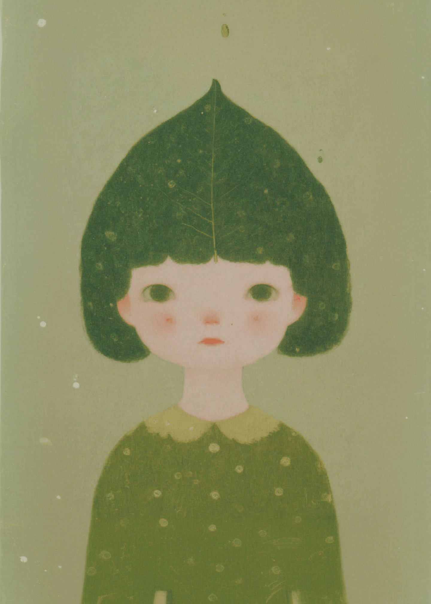 Whimsical Leaf Hat Child Card