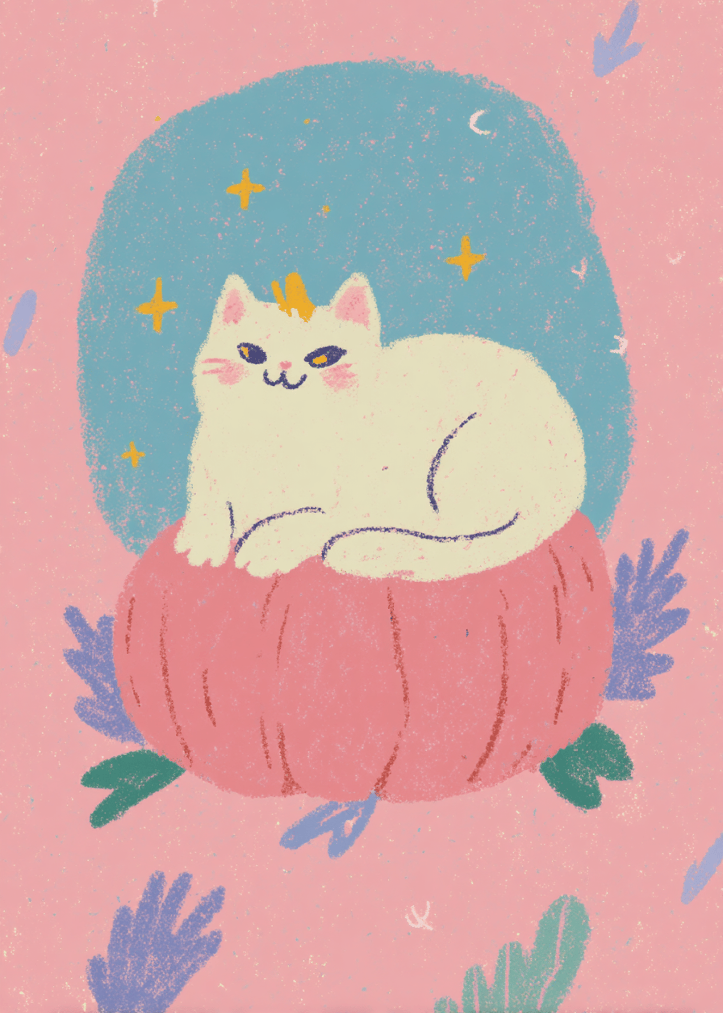 Cozy Cat on Pumpkin Greeting Card