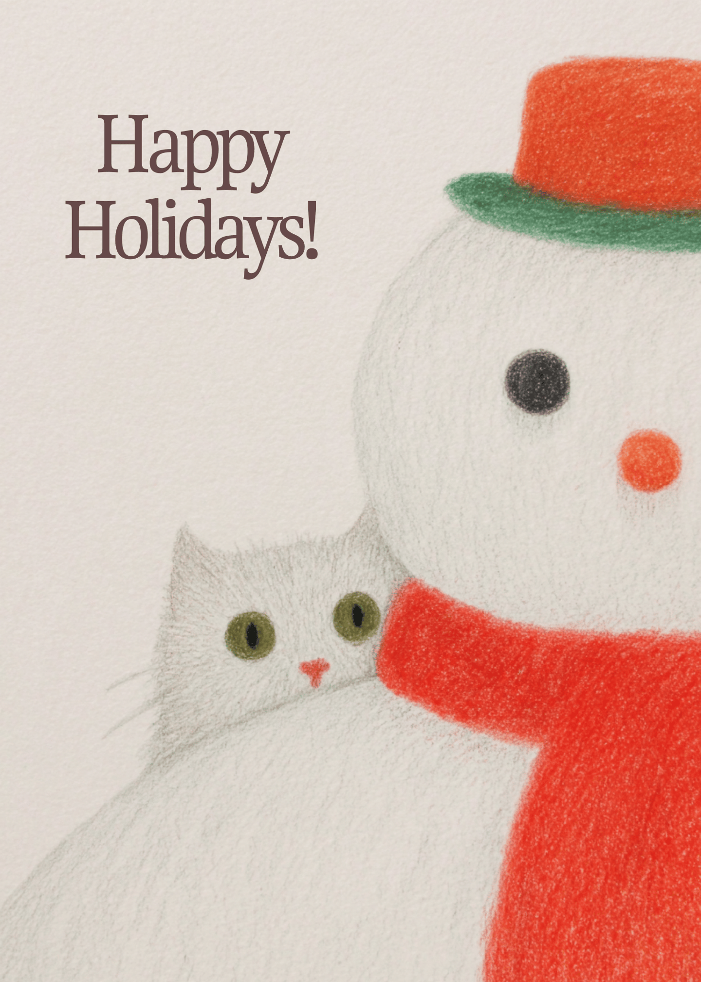 Festive Snowman & Cat Holiday Card