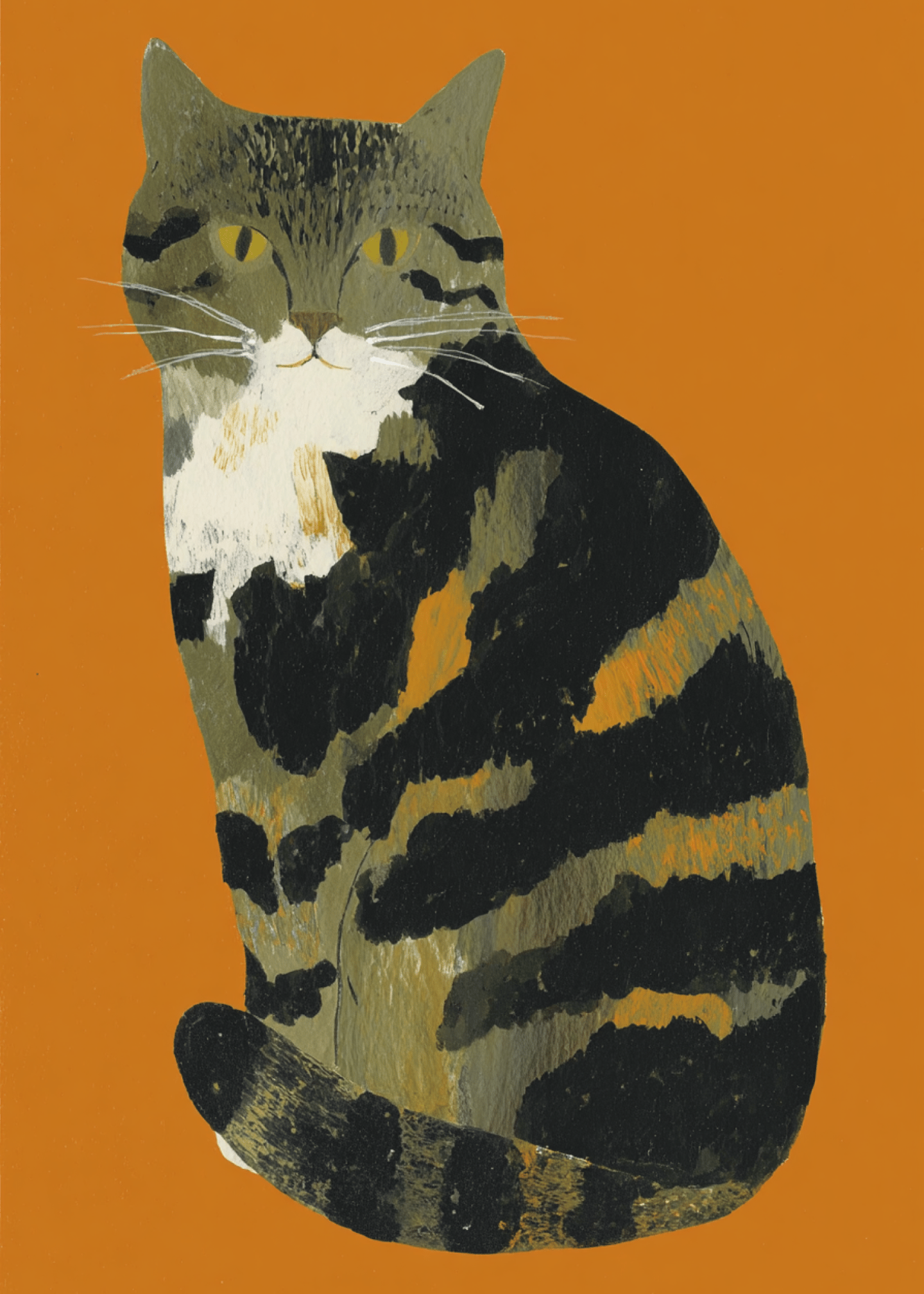 tabby cat sitting politely