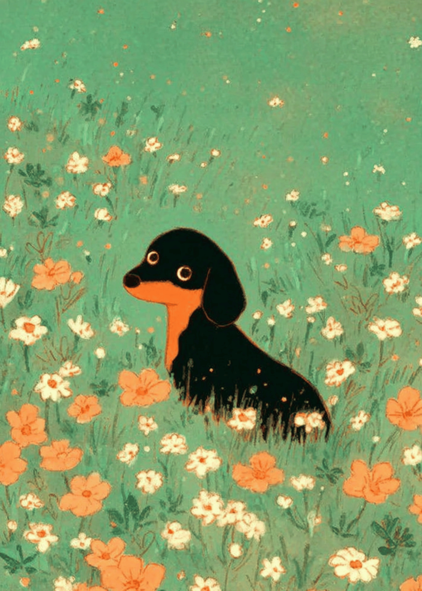 wiener dog in a field