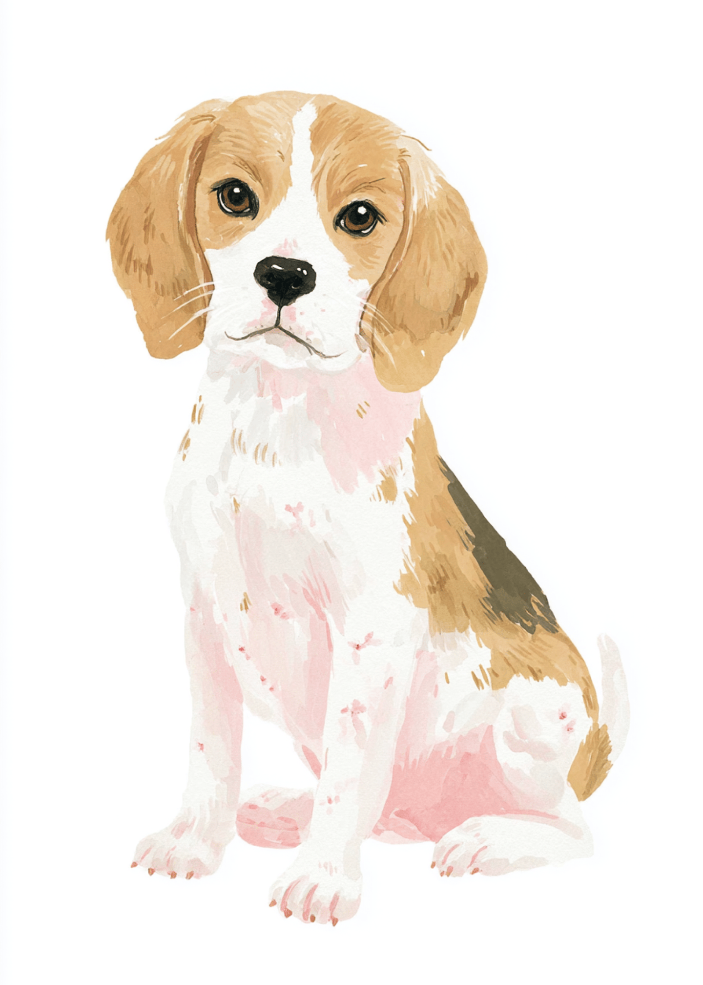 beagle sitting on the floor